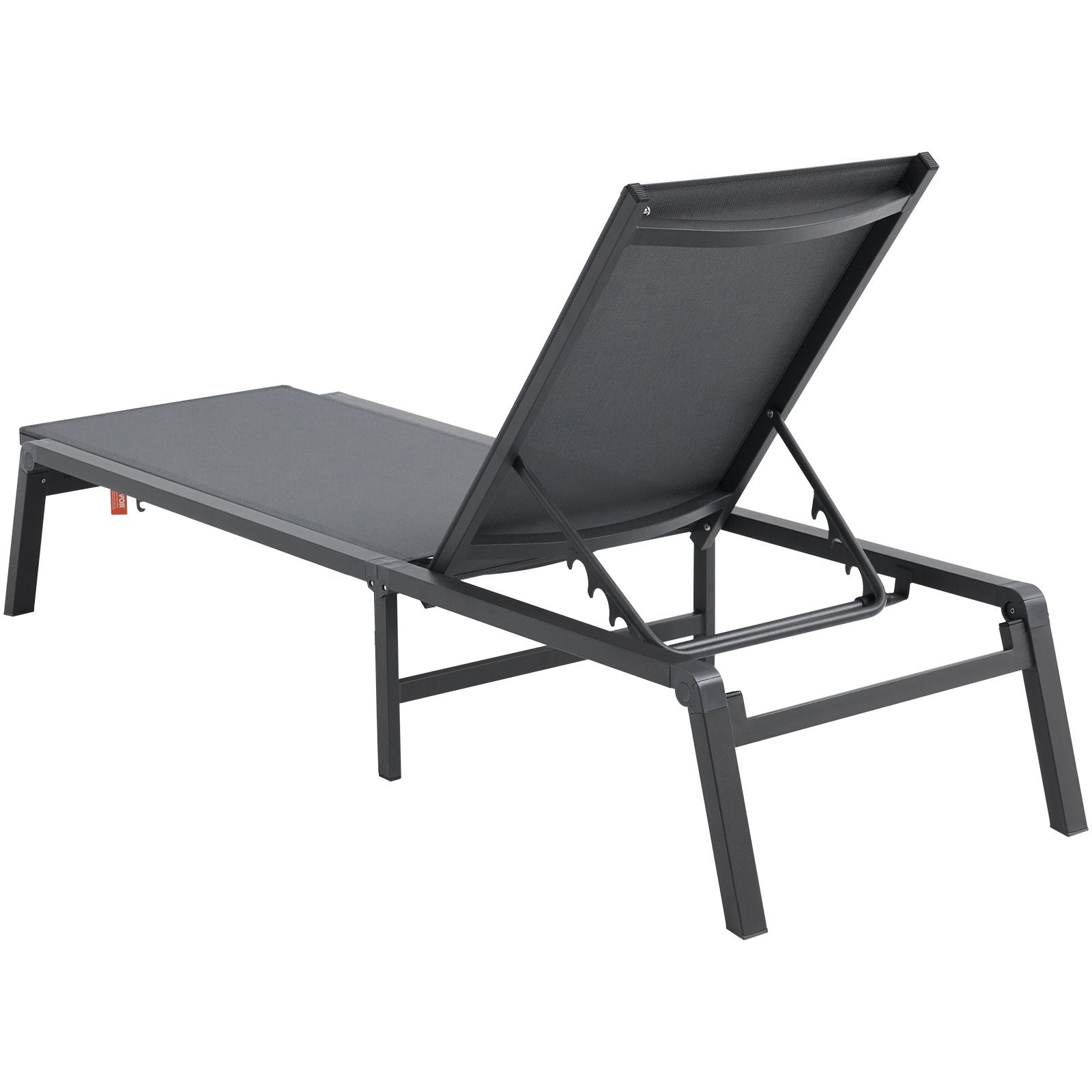 VEVOR Chaise Lounge Chair Outdoor, Aluminum Patio Lounge Chair with Adjustable 5-Position, Folding Pool Lounge Chair Recliner and Full Flat Tanning Chair for Patio, Beach, Pool, Dark Grey