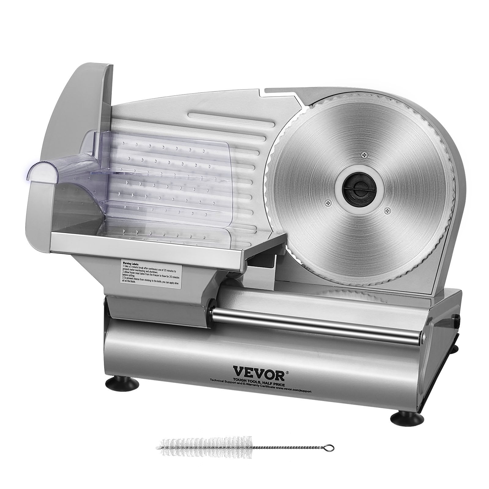 VEVOR Meat Slicer, 180W Electric Deli Food Slicer with 7.5" SUS420 Stainless Steel Blade and Blade Guard, 0 - 0.6 inch Adjustable Thickness for Home Use, Easy to Clean, Cut Meat, Bread, Ham and Cheese