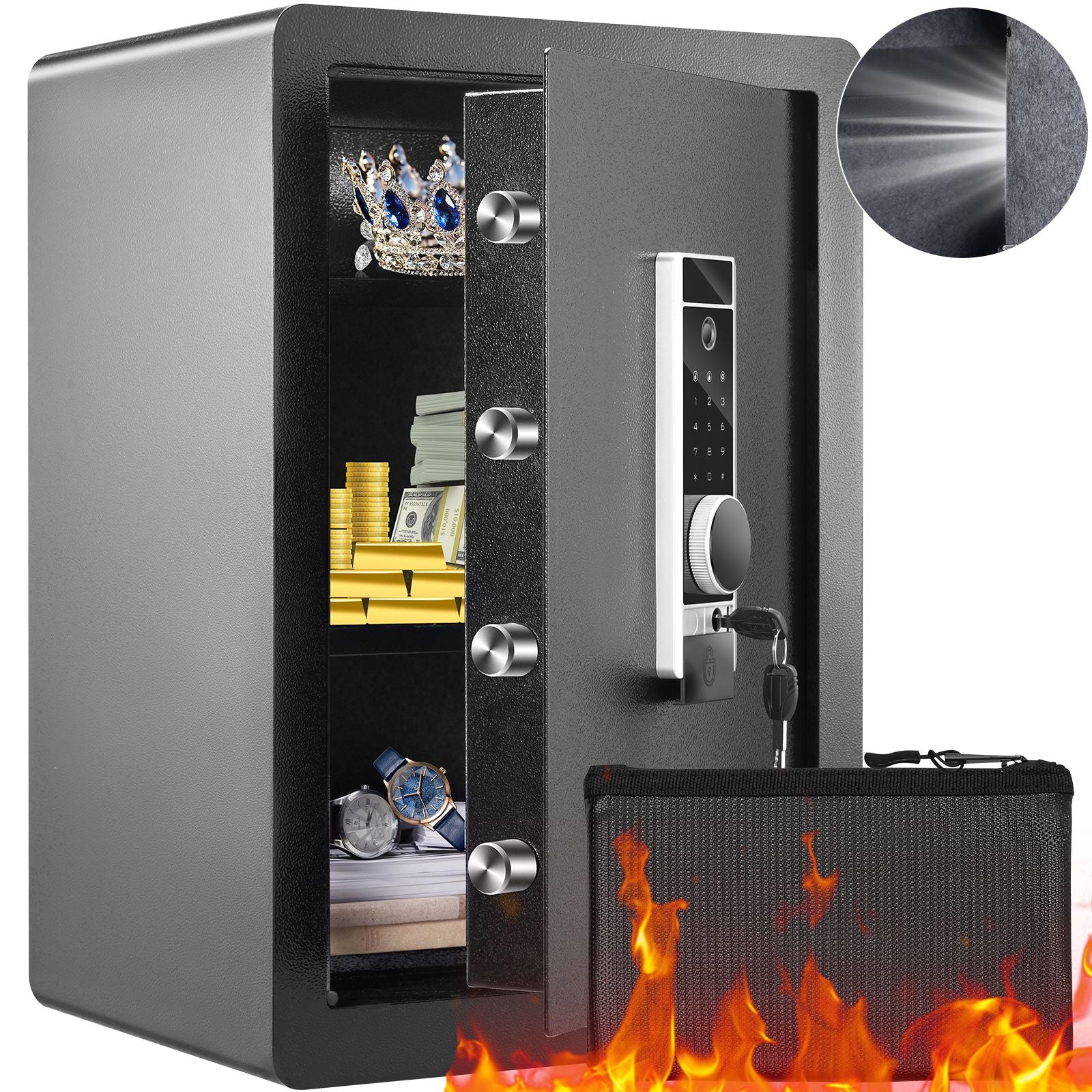 Safe 2.2 Cubic Feet Home Safe Steel for Cash Gold 15.75x13x23.6 inch Bedworld