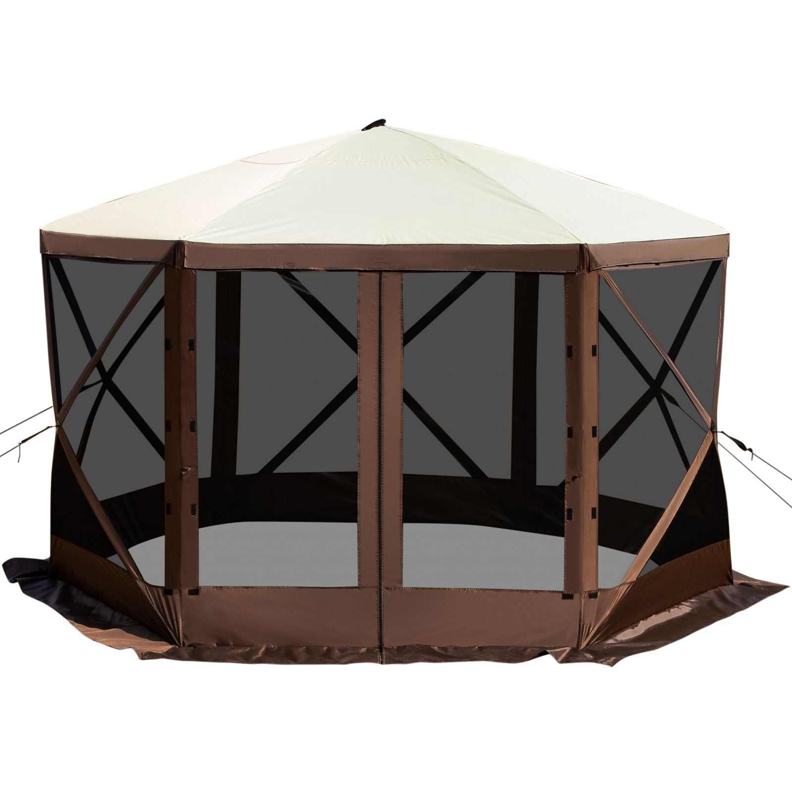 Pop-up Camping Gazebo Camping Canopy Shelter 6 Sided 10' x 10' Sun Shade Bedworld