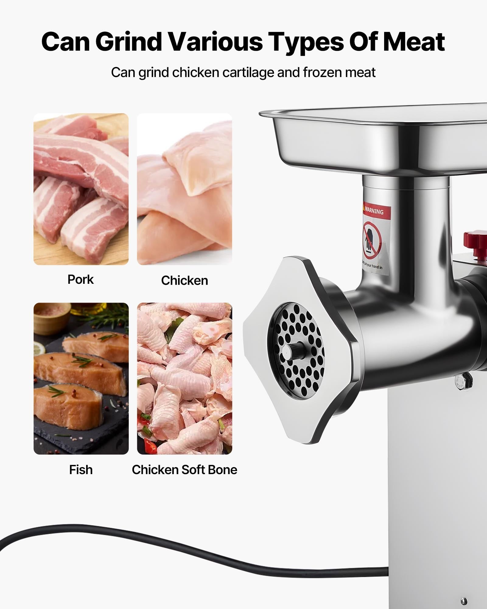 VEVOR Commercial Electric Meat Grinder 9.2 Lbs/Min Sausage Stuffer Maker Kitchen