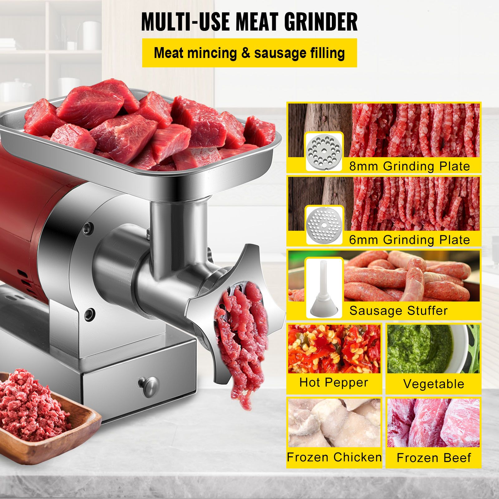 Electric Meat Grinder Machine Electric Meat Mincer 661 Lbs/Hour 1100W Bedworld