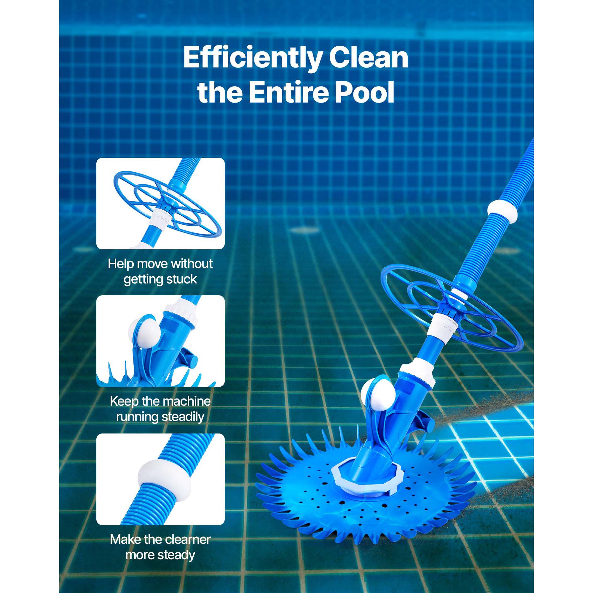 Suction Pool Cleaner, Automatic Pool Vacuum Cleaner, Suction Side Automatic Pool Cleaner, Suction Vacuum Pool Sweeper with 12 Hoses, for In-ground and Above-ground Pool Up to 609.6 x 1066.8 cm Bedworld