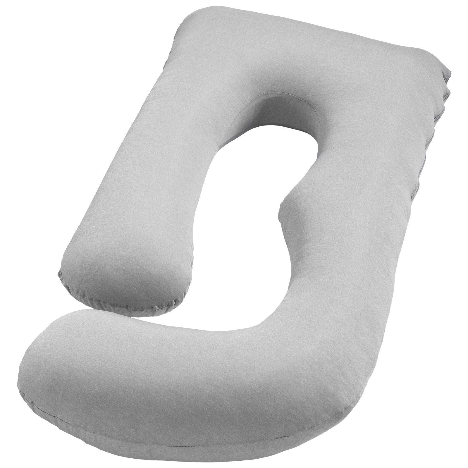 Gray G-shaped pregnancy body pillow with wide contoured U shape