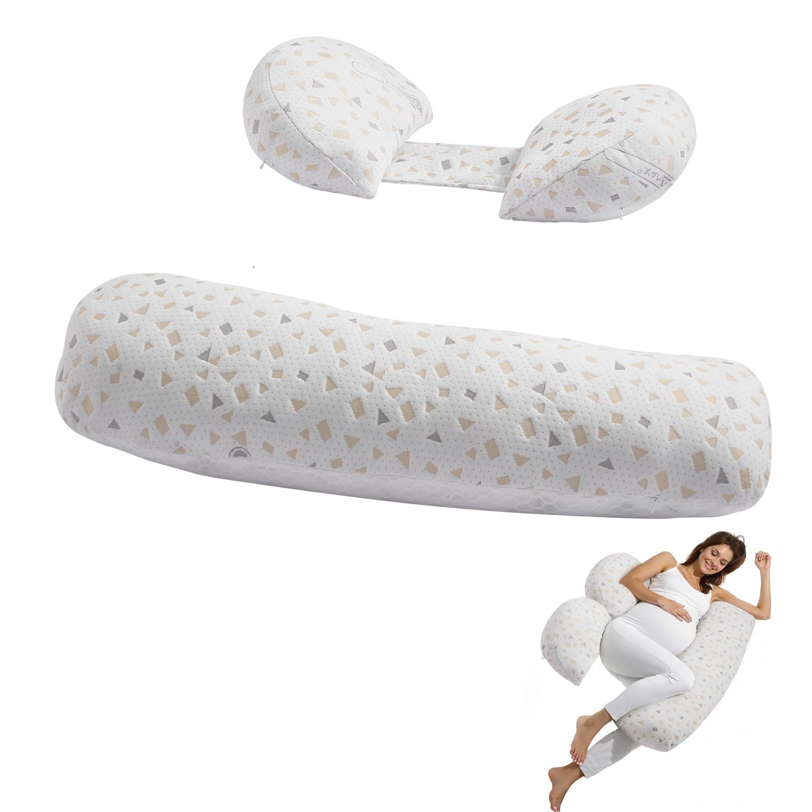 Pregnancy Pillows, Adjustable Maternity Pillow for Pregnant Women, Soft Pregnancy Body Pillow with Removable & Washable Cover for Back Belly Hip Support, Lightweight and Portable Bedworld