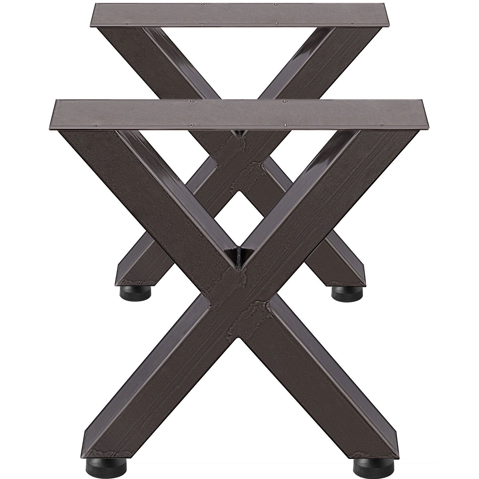 VEVOR Set of 2 Steel Table Legs, 28'Height 24'Wide Dining Table Legs, Heavy Duty 3.1" Square Box Section X Frame Table Legs, 28x24x3.1 Inch Original Color Industrial Country Style Metal Dining Legs