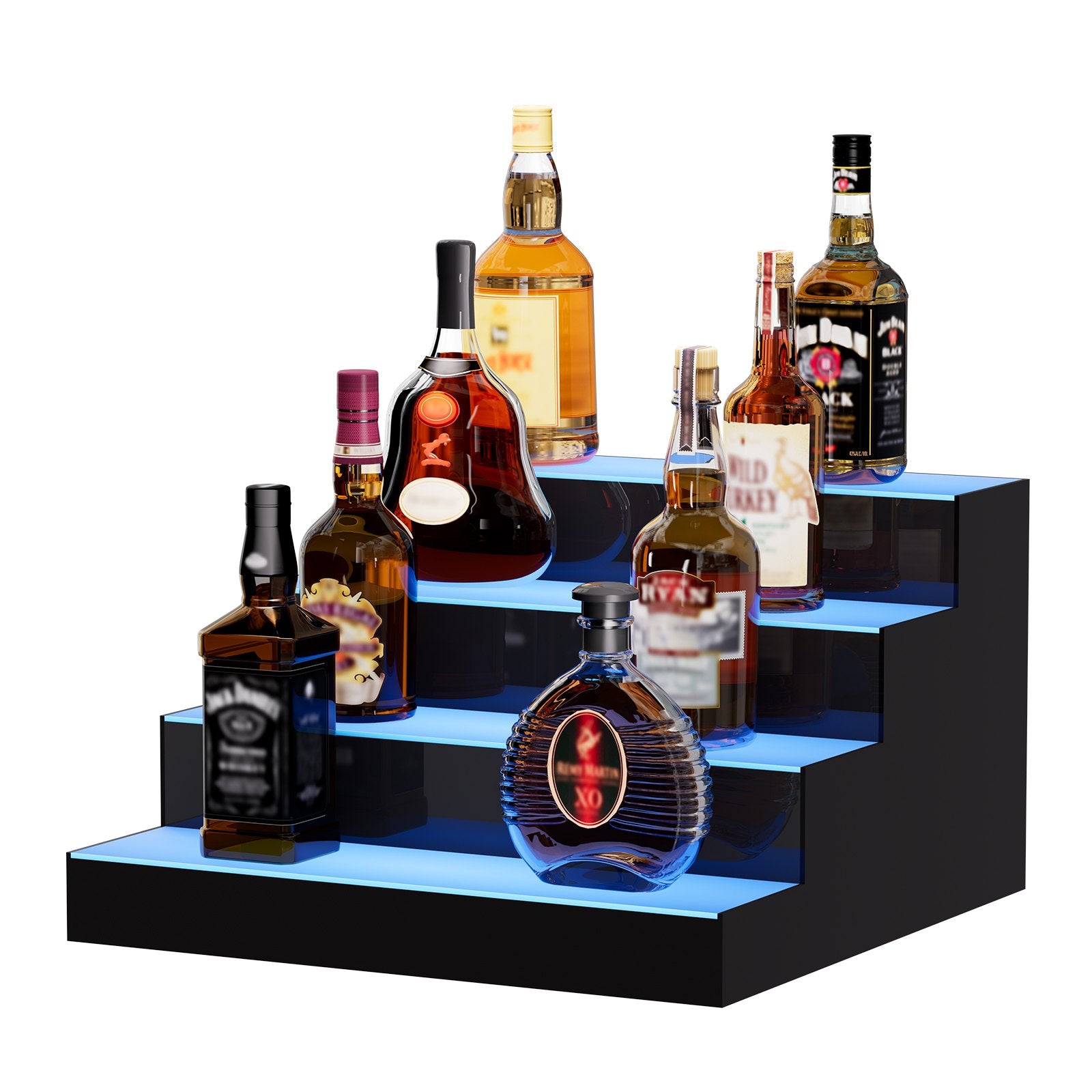 VEVOR LED Lighted Liquor Bottle Display Bar Shelf RF & App Control 406 mm 4-Step