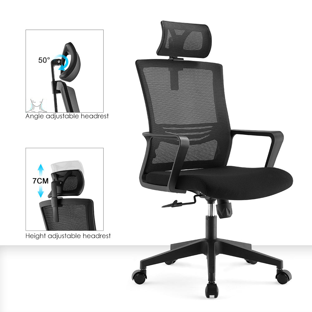 Office chair high back ergonomic swivel computer gaming chair black - Black