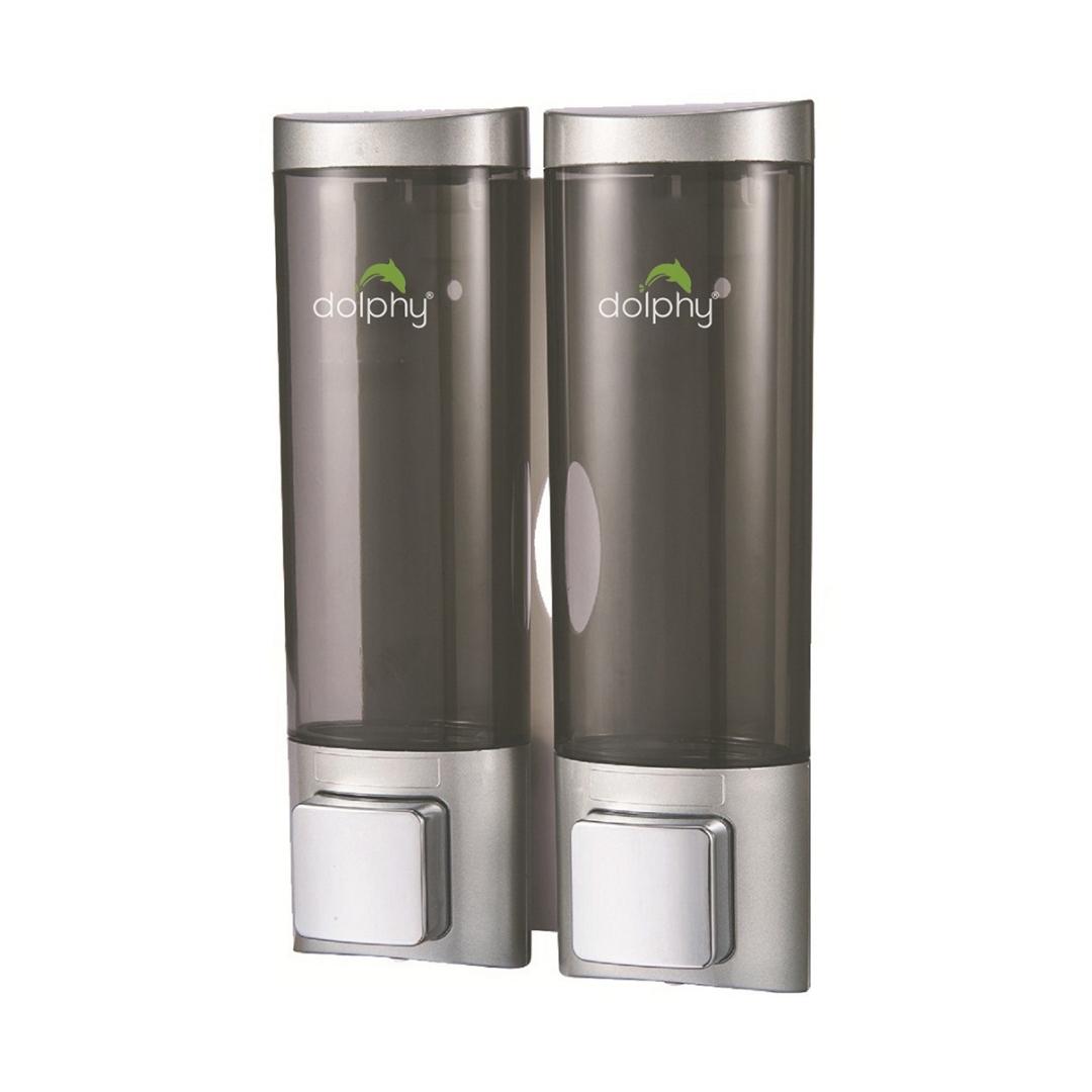 Pack of 2 soap dispensers, brushed metal pump bottles with silver tops