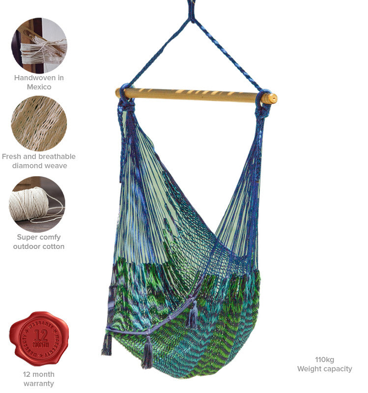 Mayan Legacy Extra Large Outdoor Cotton Mexican Hammock Chair