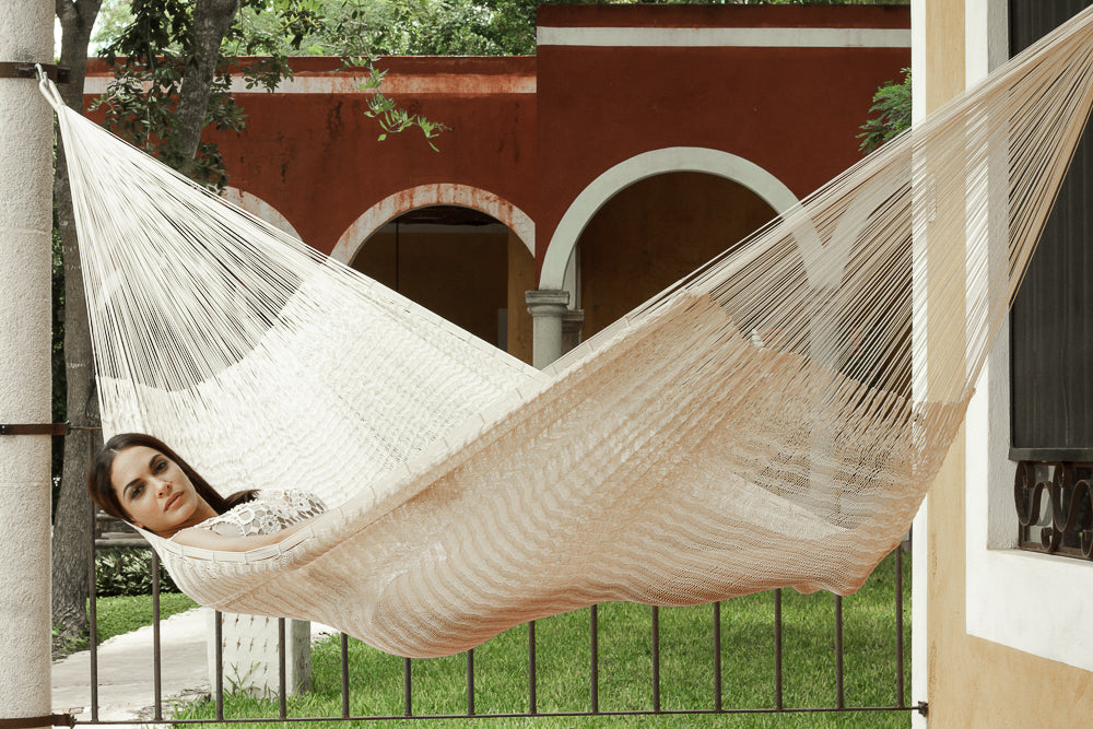 Mayan Legacy Queen Size Outdoor Cotton Mexican Hammock
