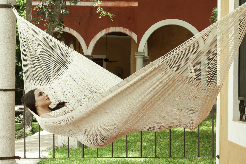 Mayan Legacy Queen Size Outdoor Cotton Mexican Hammock