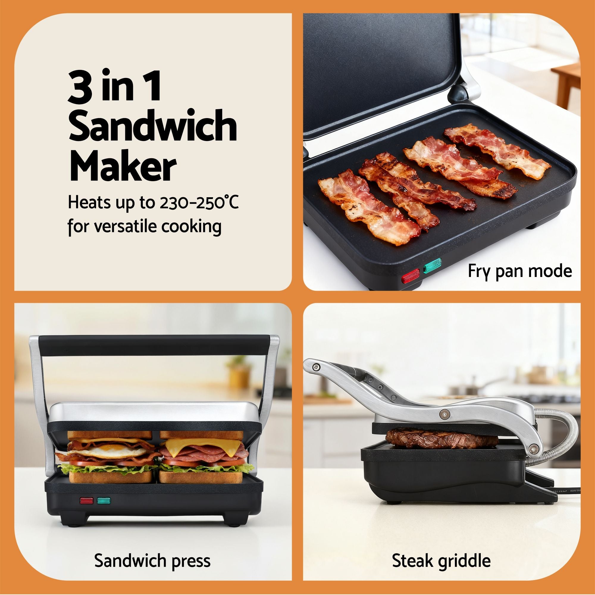 Devanti Cordless Wet Dry Vacuum Mop plus Sandwich Maker Panini Press Bedworld