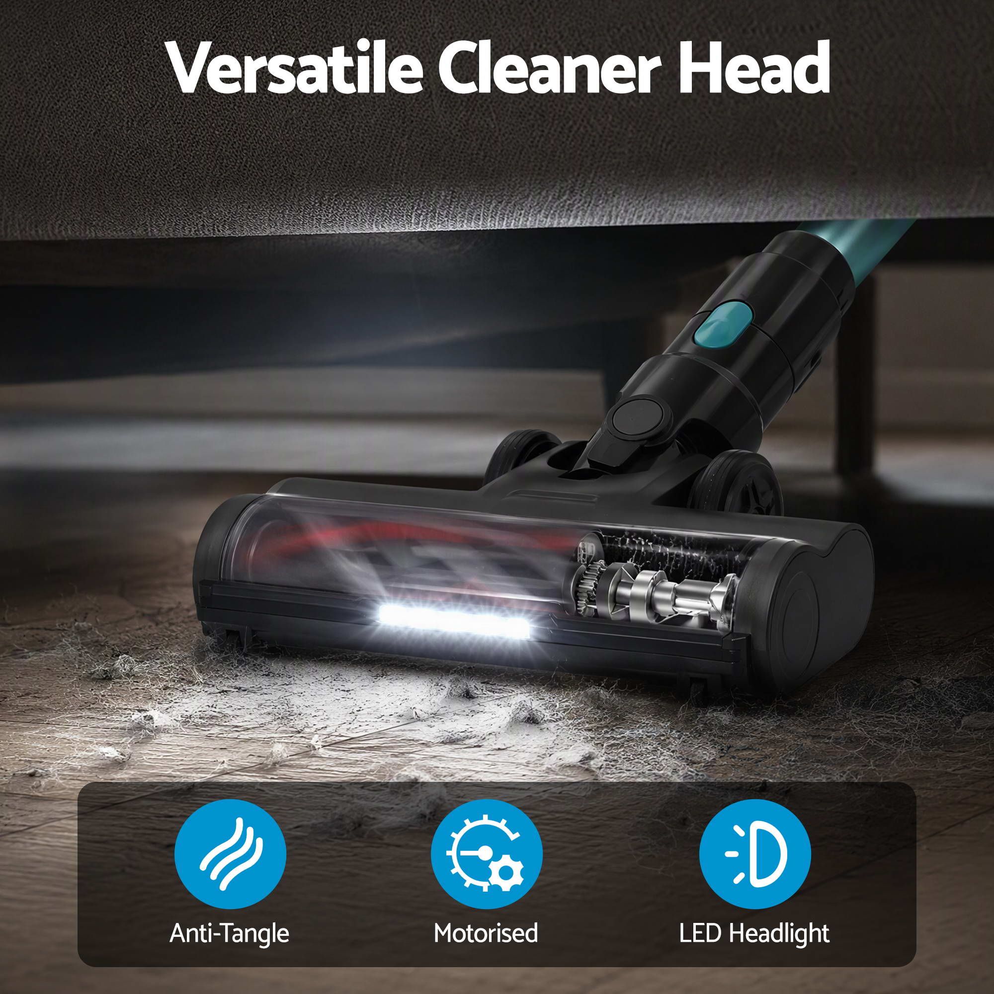 DEVANTI 30000Pa Cordless Stick Vacuum Cleaner 4-in-1 Handheld Vac, Green Bedworld