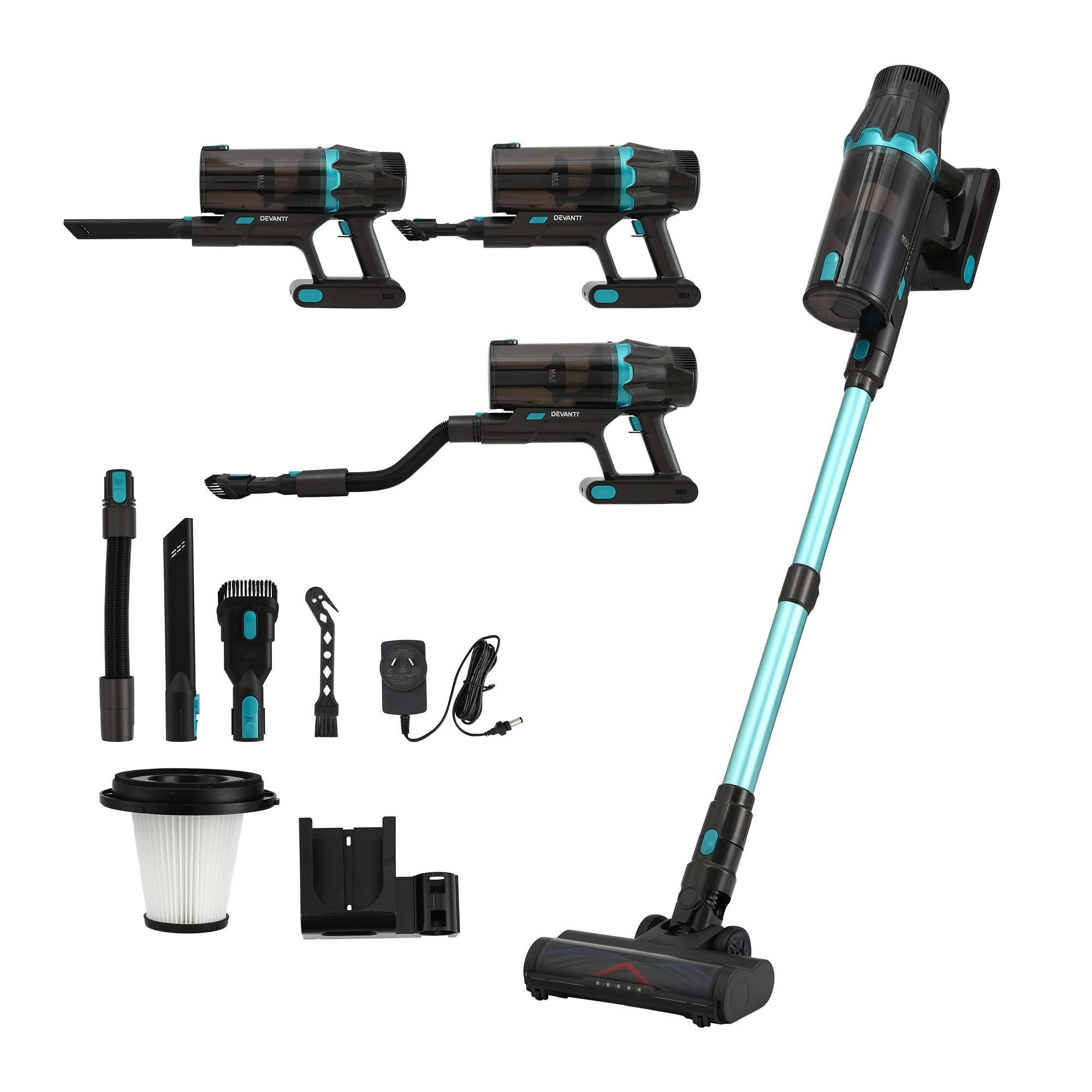 DEVANTI 30000Pa Cordless Stick Vacuum Cleaner 4-in-1 Handheld Vac, Green Bedworld