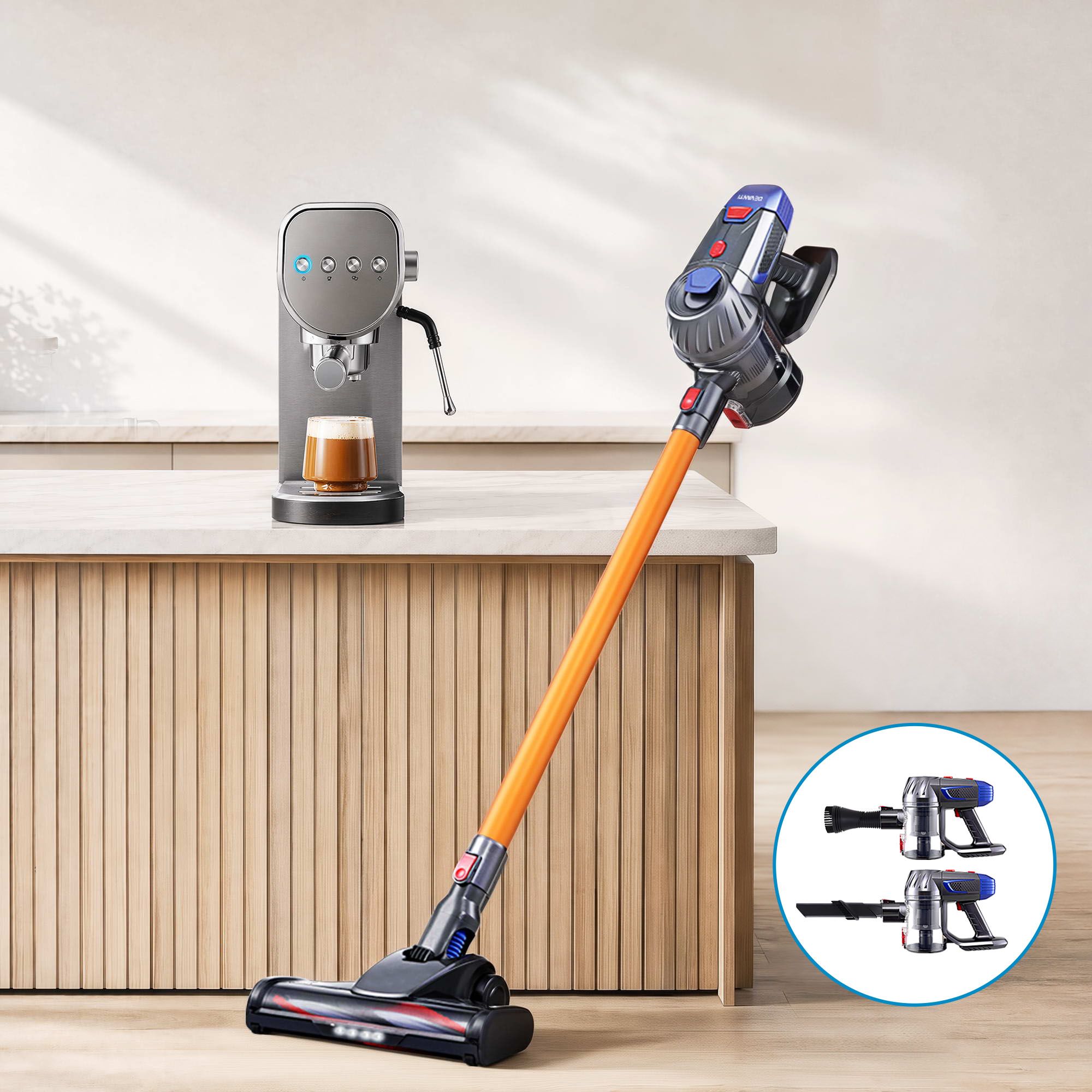 Devanti K7 Cordless Stick Vacuum Cleaner plus Coffee Maker Machine Espresso Bedworld