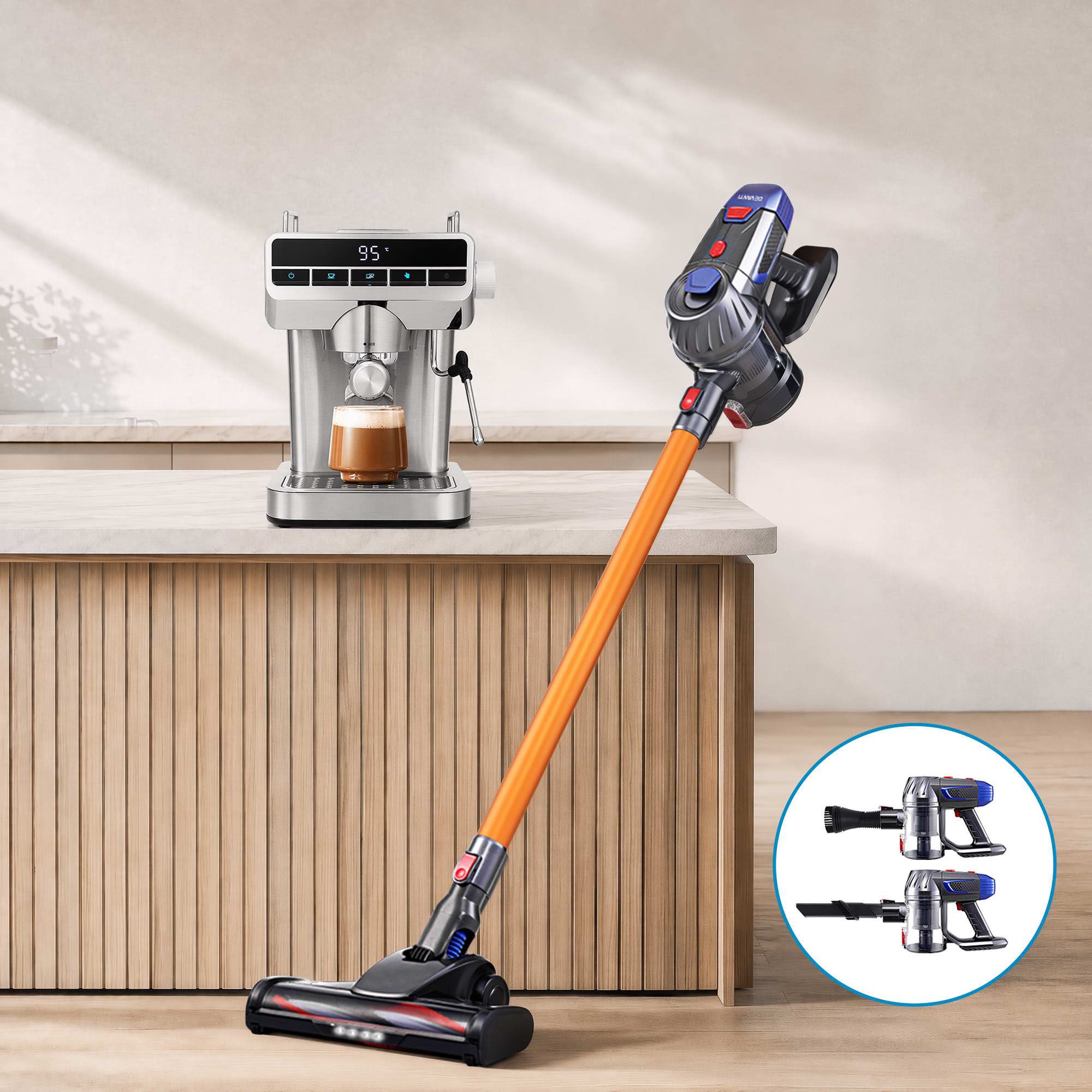 Devanti K7 Cordless Stick Vacuum Cleaner plus Coffee Maker Machine Espresso Bedworld