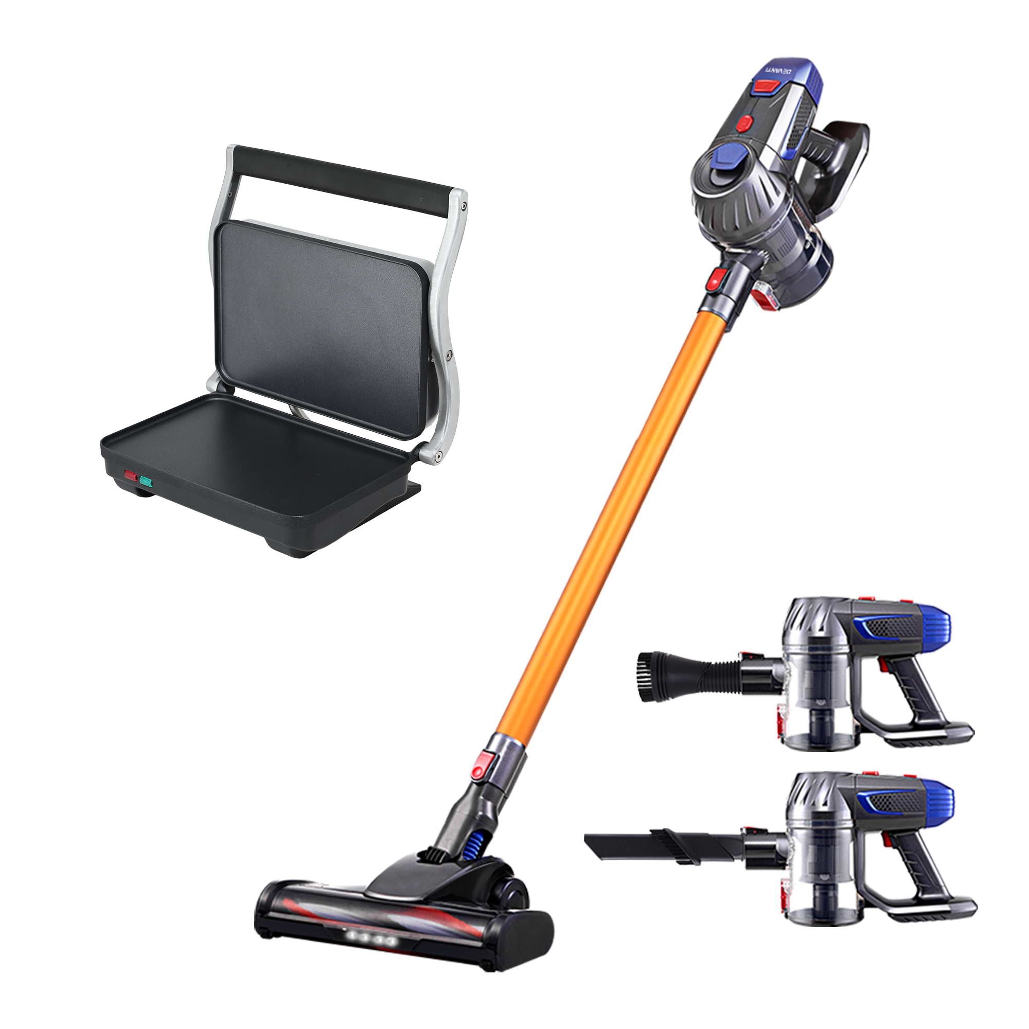 Devanti K7 Cordless Stick Vacuum Cleaner plus Sandwich Maker Panini Press Bedworld