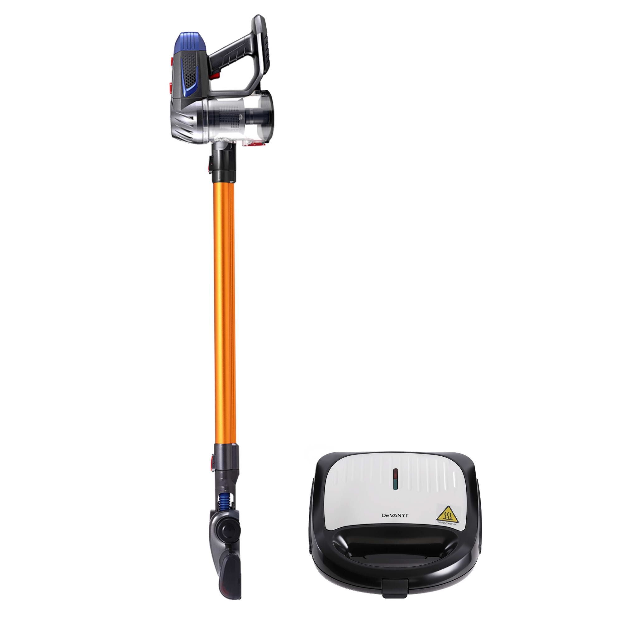 Devanti K7 Cordless Stick Vacuum Cleaner plus 3-in-1 Sandwich Maker Bedworld
