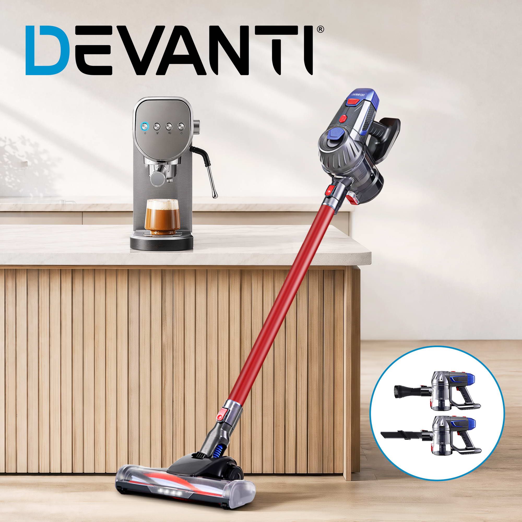 Devanti K7 Cordless Stick Vacuum Cleaner plus Coffee Maker Machine Espresso Bedworld