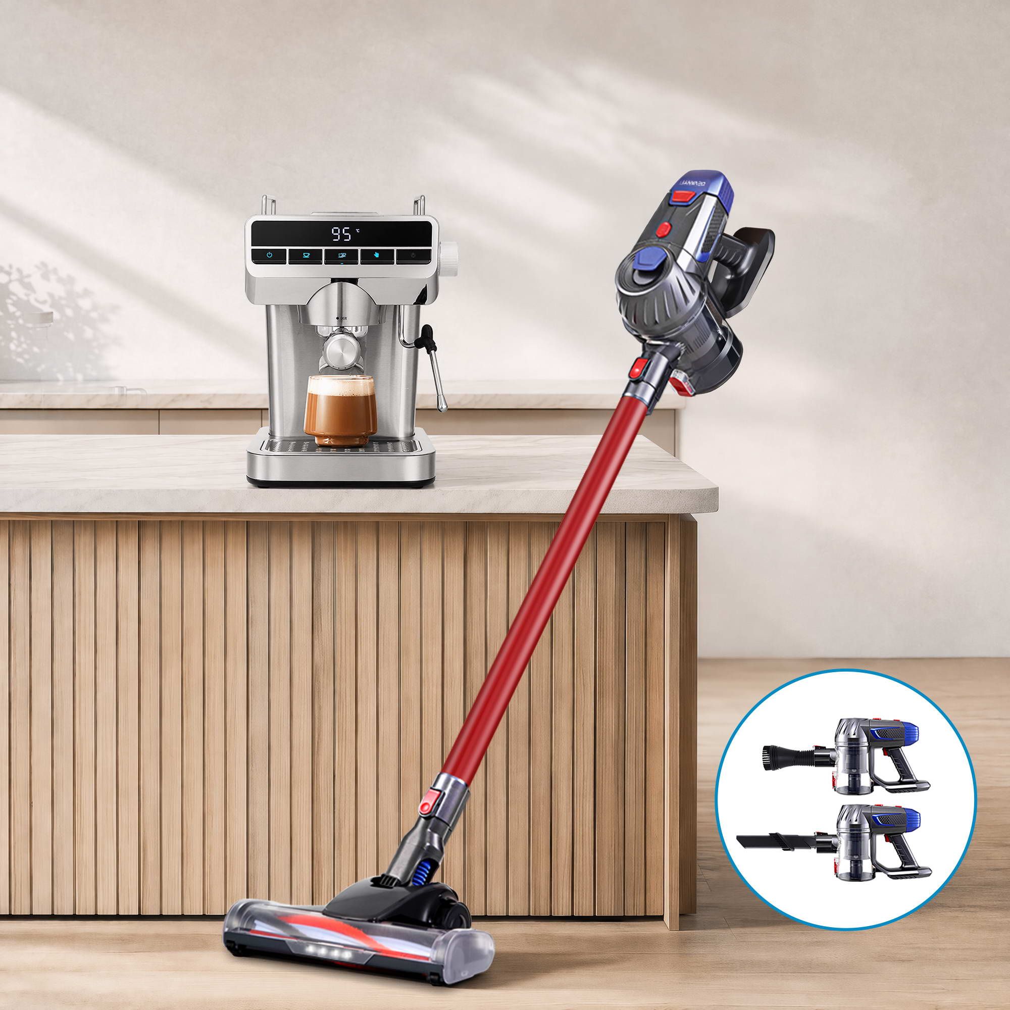 Devanti K7 Cordless Stick Vacuum Cleaner plus Coffee Maker Machine Espresso Bedworld