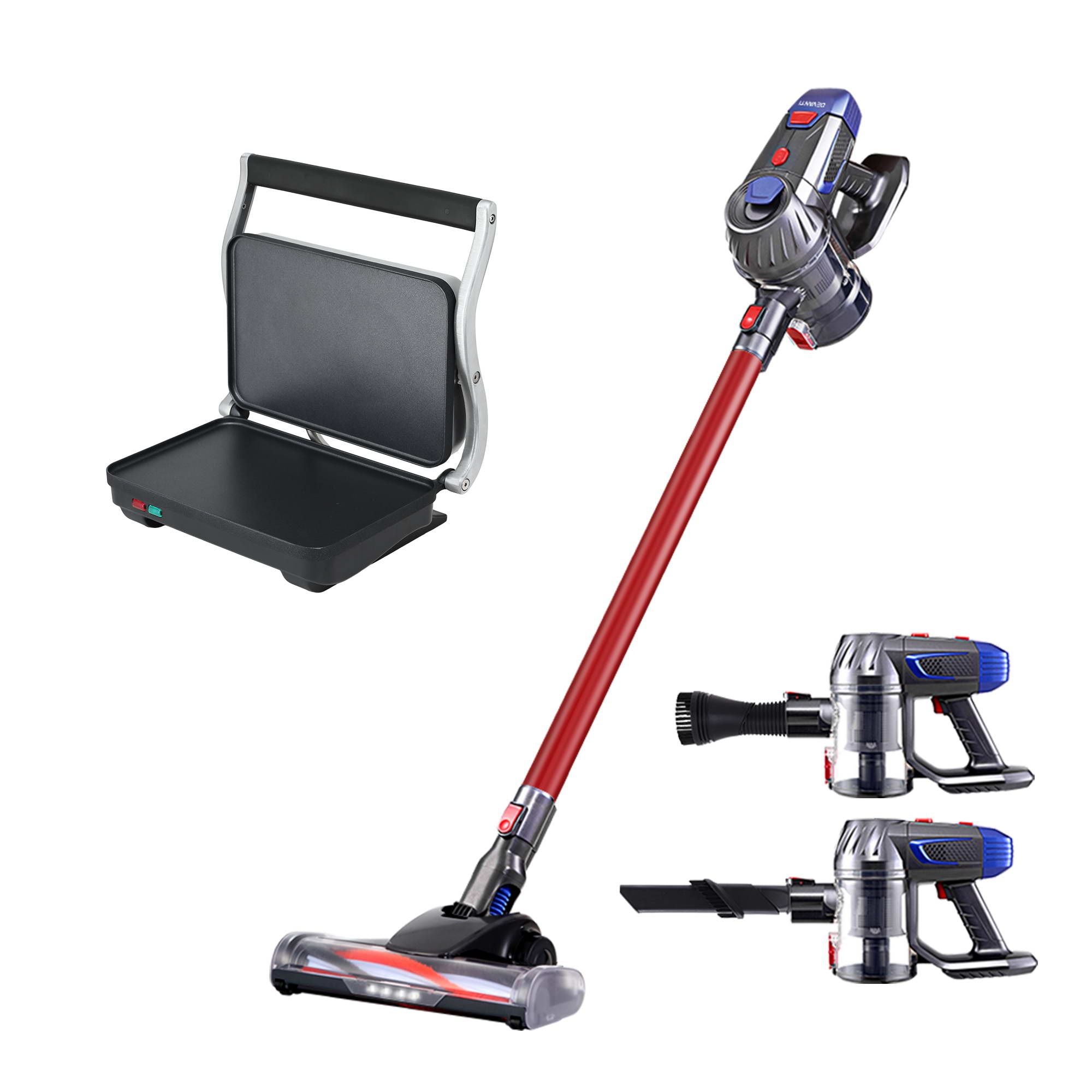Devanti K7 Cordless Stick Vacuum Cleaner plus Sandwich Maker Panini Press Bedworld