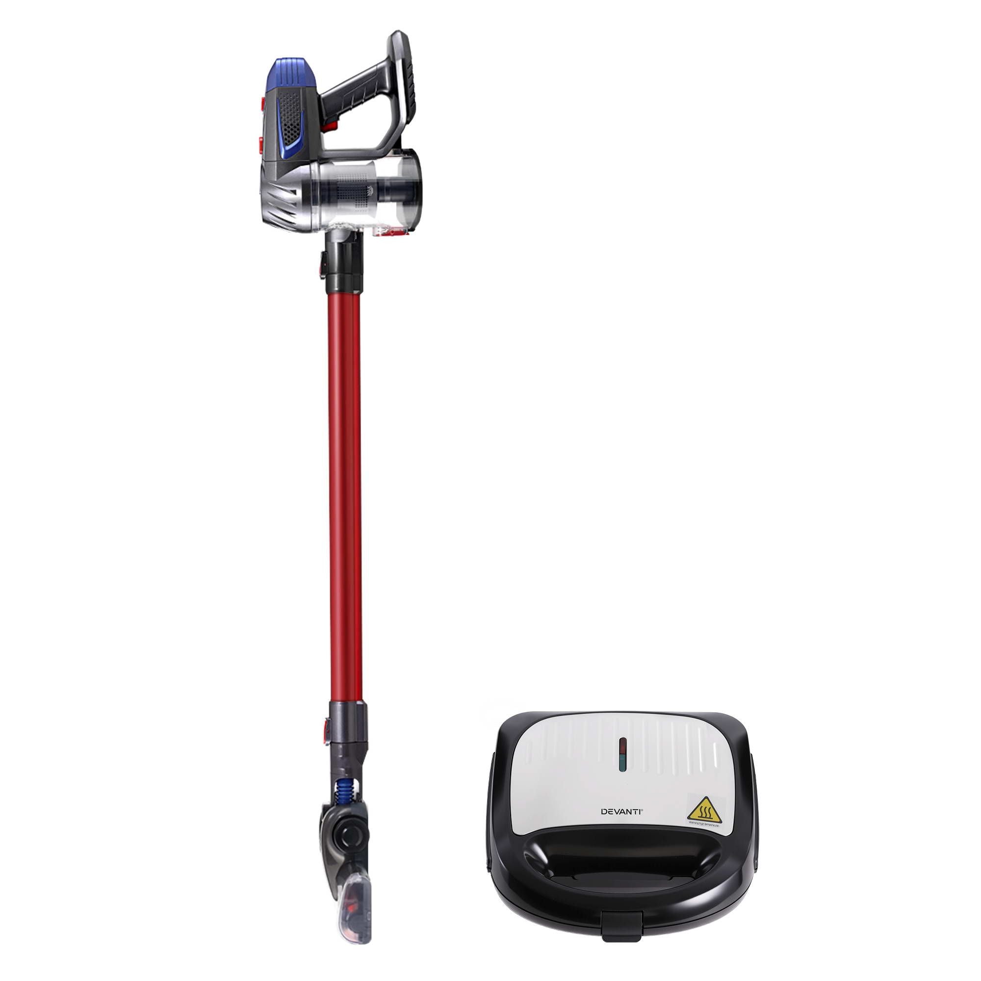 Devanti K7 Cordless Stick Vacuum Cleaner plus 3-in-1 Sandwich Maker Bedworld