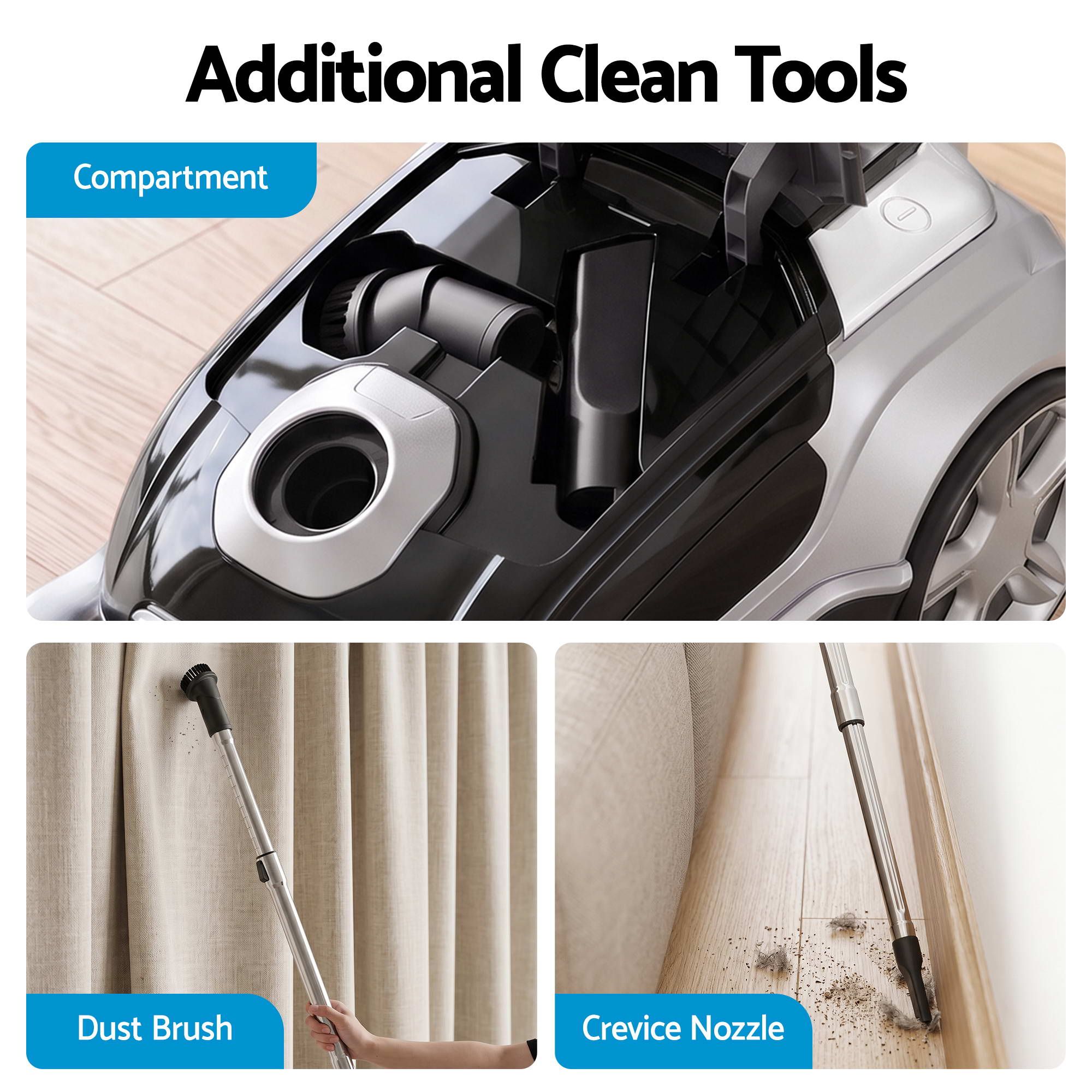 DEVANTI Bagged Vacuum Cleaner Powerful Suction for Carpet Wood Tile Floor Bedworld