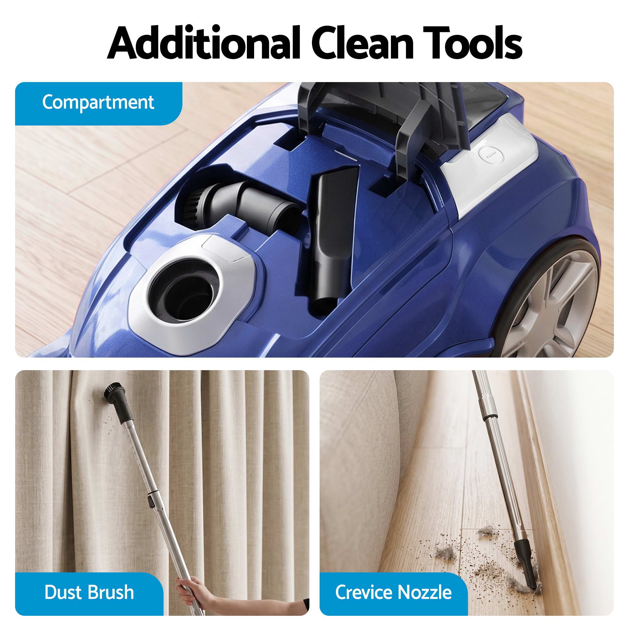 DEVANTI Bagged Vacuum Cleaner Powerful Suction for Carpet Wood Tile Floor Bedworld