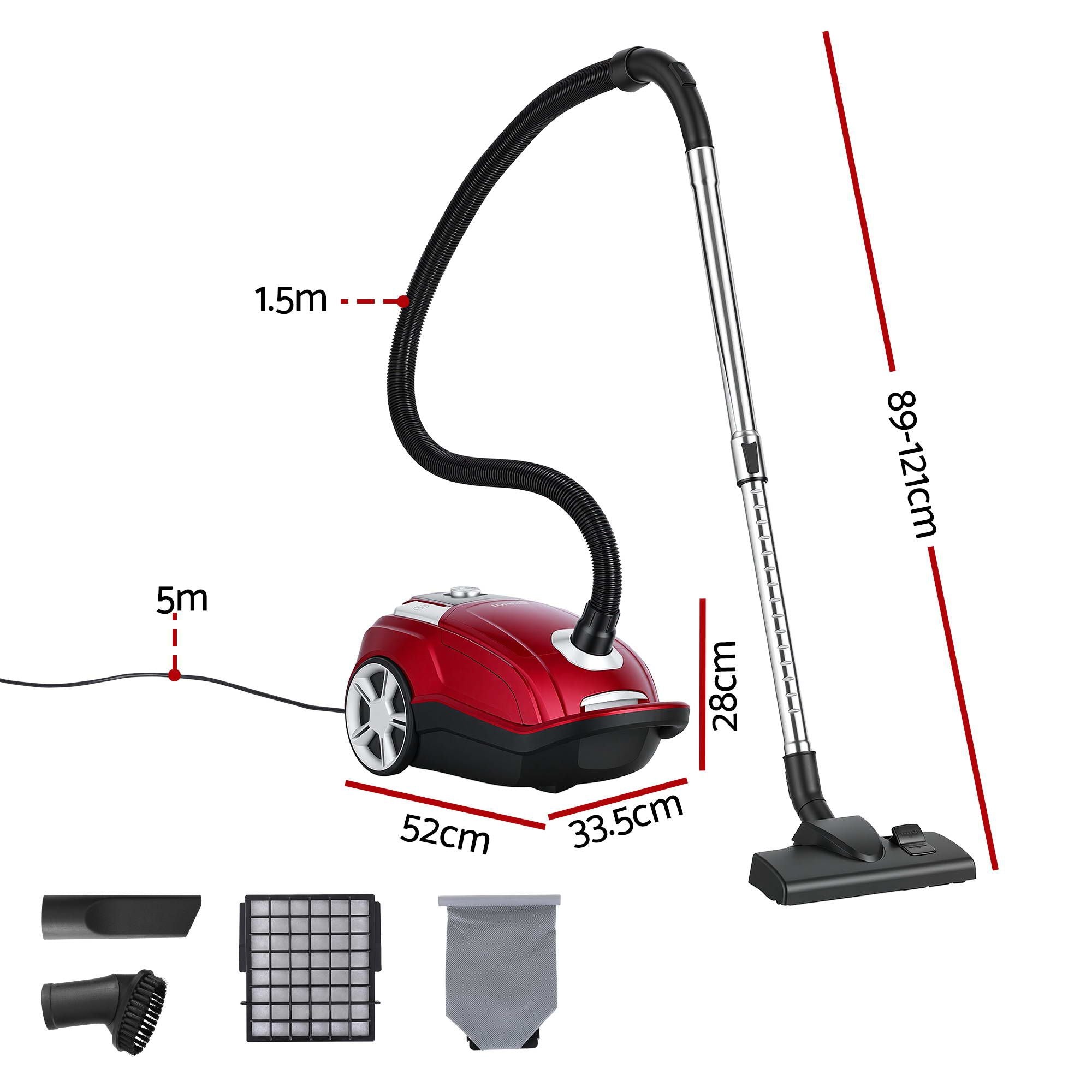 DEVANTI Bagged Vacuum Cleaner Powerful Suction for Carpet Wood Tile Floor Bedworld