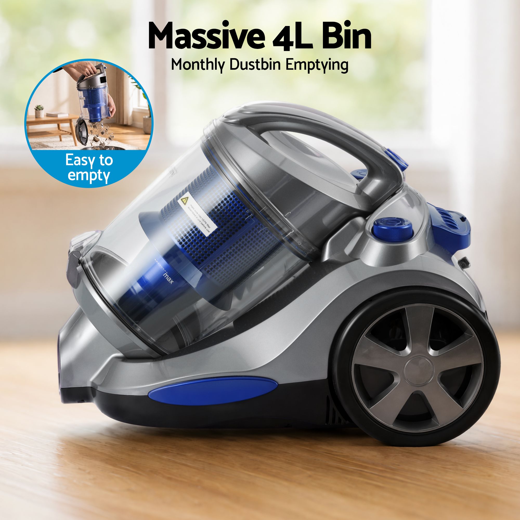 Devanti Vacuum Cleaner Bagless Canister 2000W 25kPa Powerful Suction 4L Bedworld
