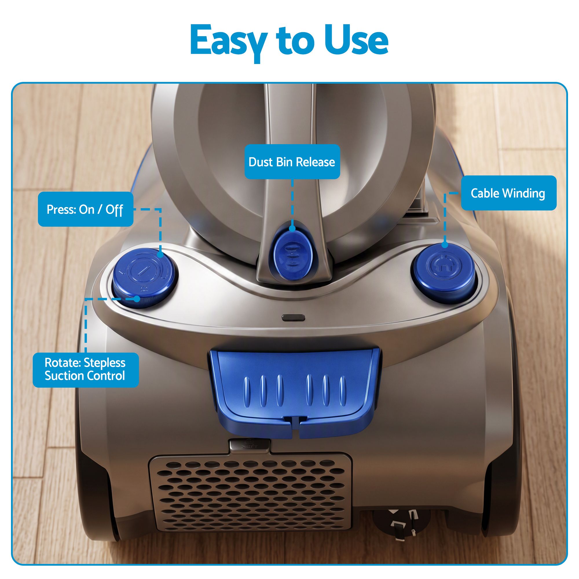 Devanti Vacuum Cleaner Bagless Canister 2000W 25kPa Powerful Suction 4L Bedworld