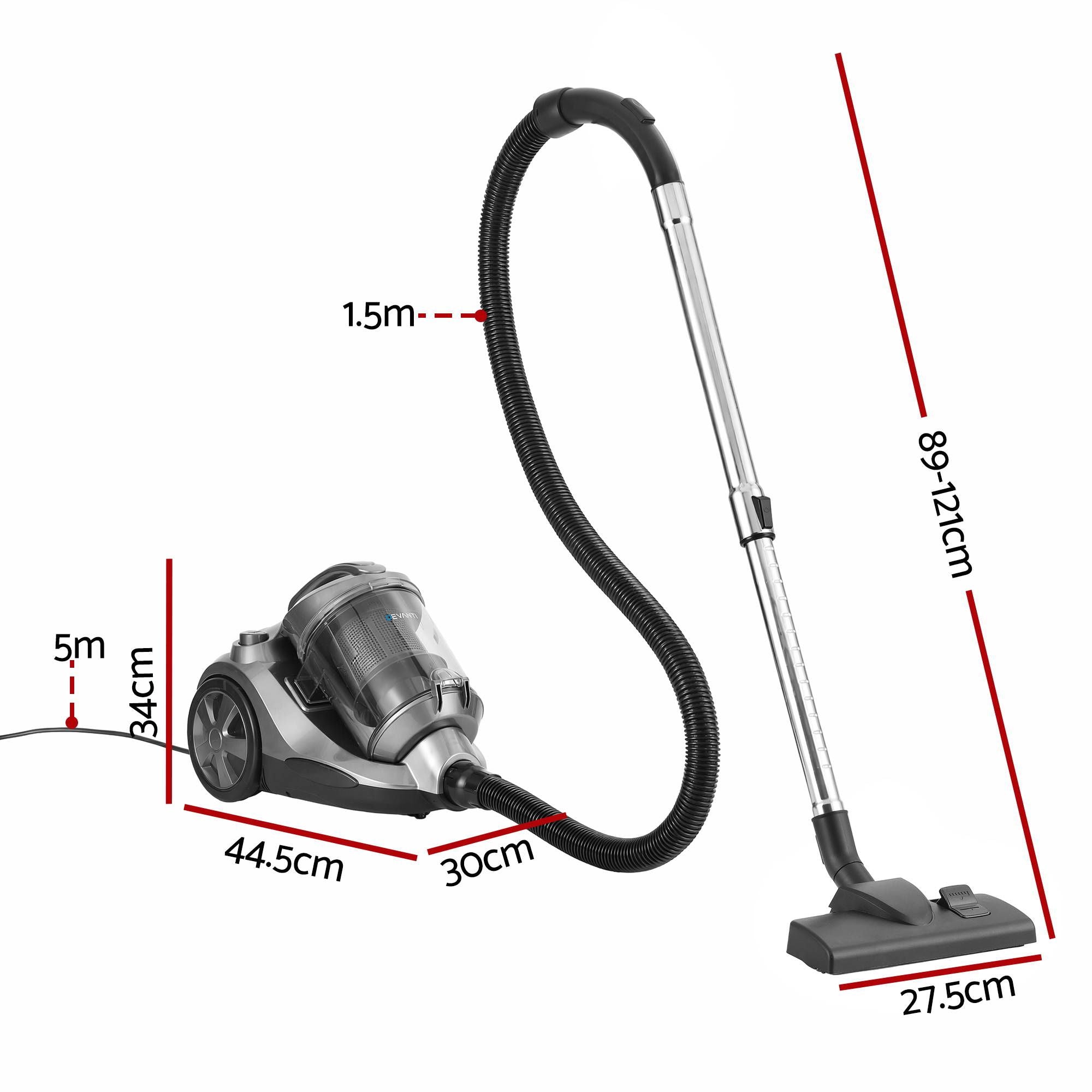 Devanti Vacuum Cleaner Bagless Canister 2000W 25kPa Powerful Suction 4L Bedworld