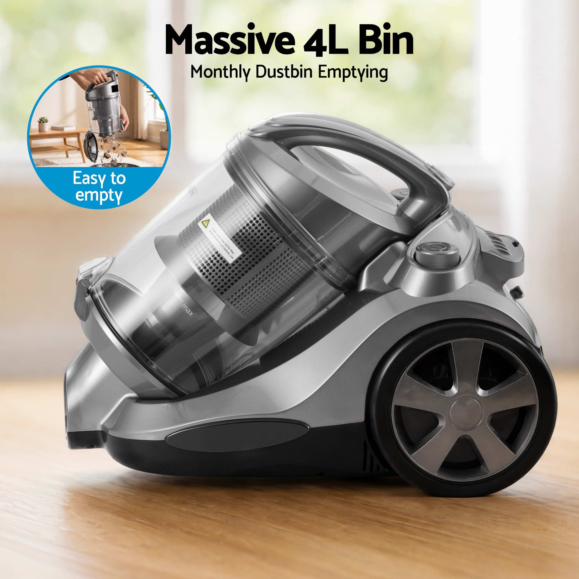 Devanti Vacuum Cleaner Bagless Canister 2000W 25kPa Powerful Suction 4L Bedworld