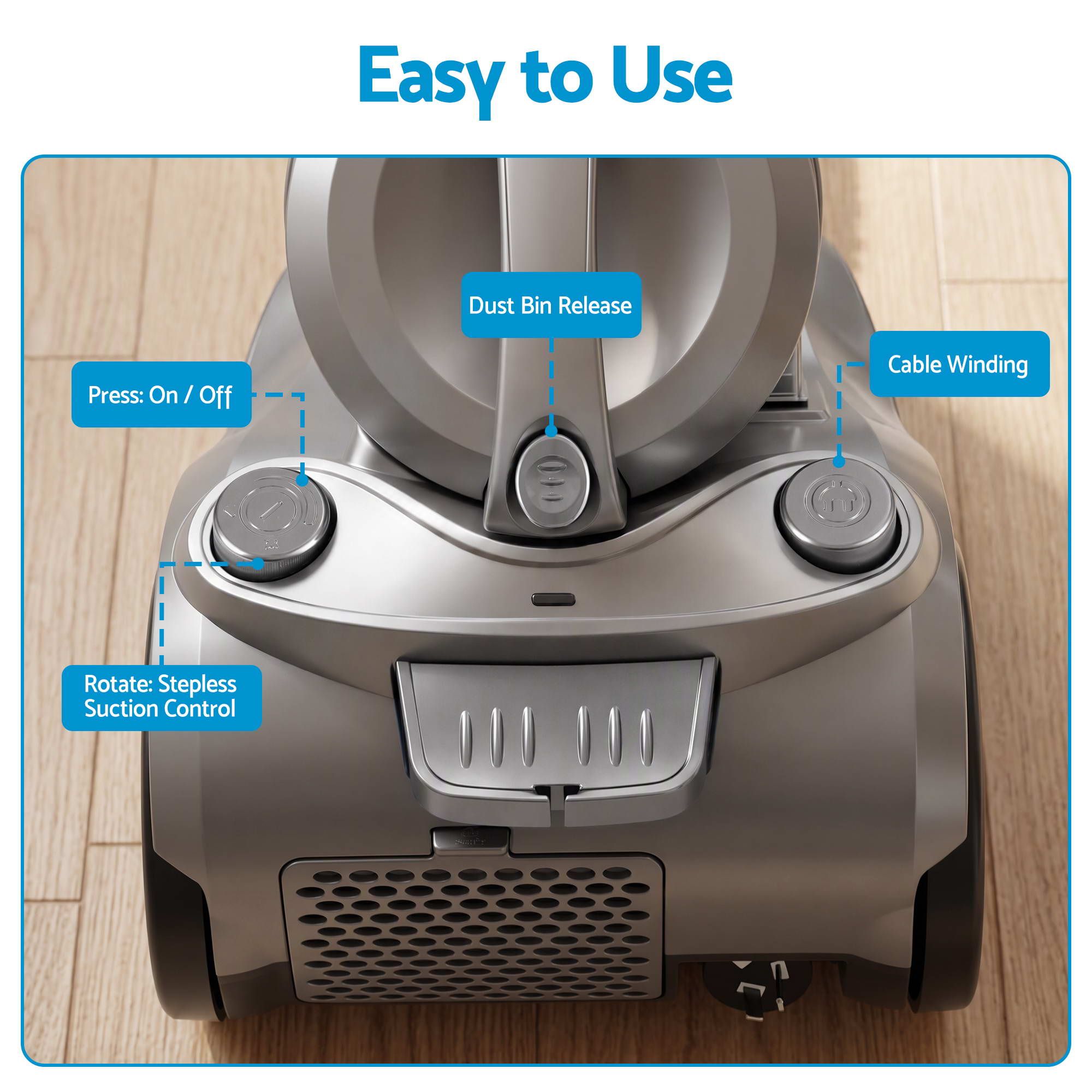 Devanti Vacuum Cleaner Bagless Canister 2000W 25kPa Powerful Suction 4L Bedworld