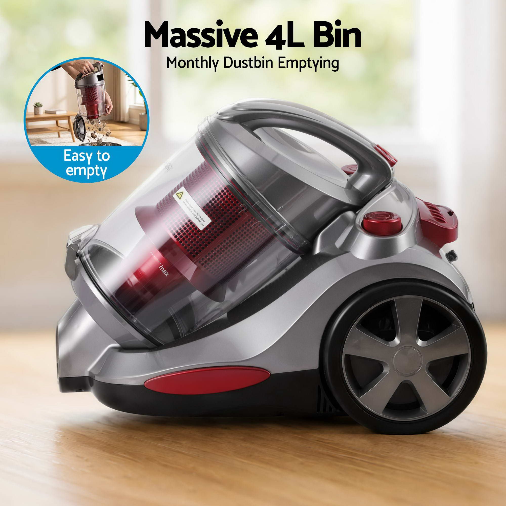 Devanti Vacuum Cleaner Bagless Canister 2000W 25kPa Powerful Suction 4L Bedworld