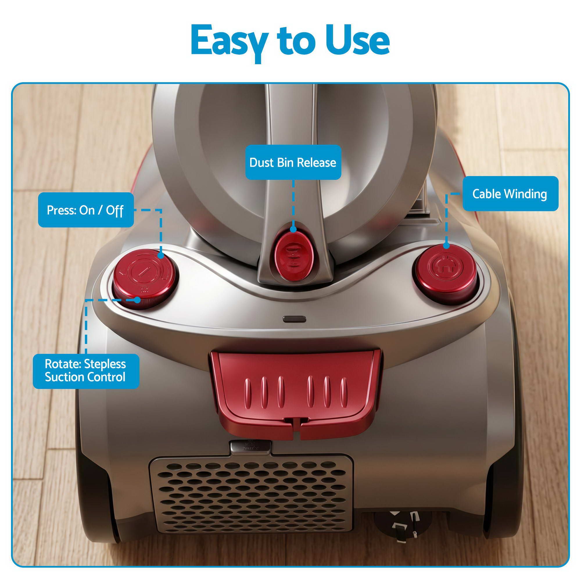 Devanti Vacuum Cleaner Bagless Canister 2000W 25kPa Powerful Suction 4L Bedworld