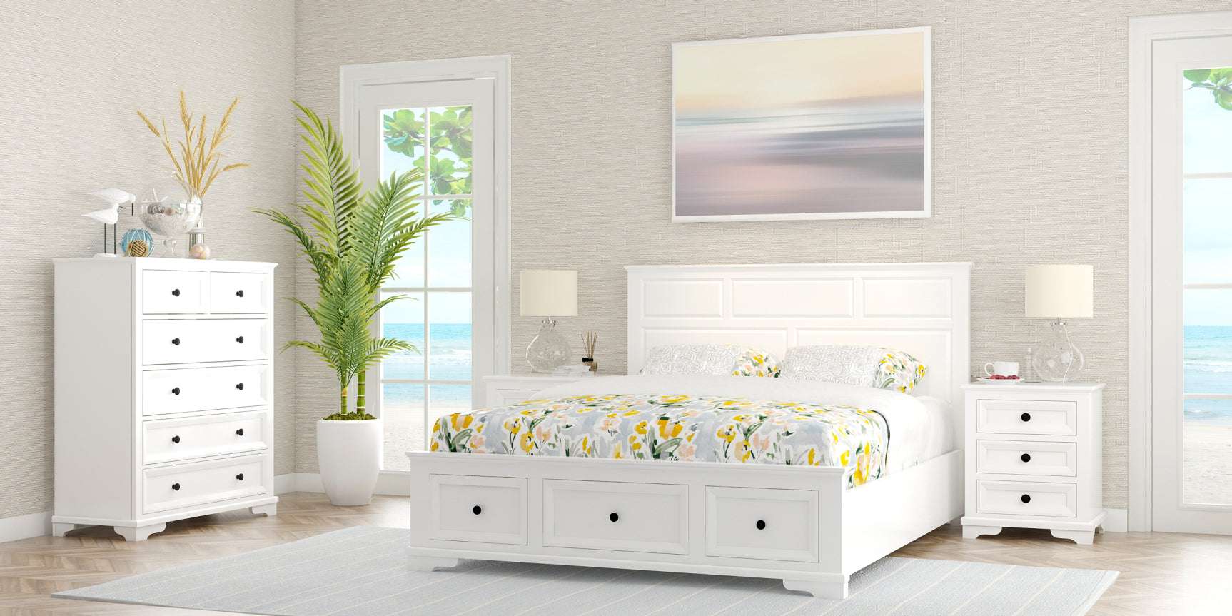 Vienna Timber Drawer Storage 4 Piece Bedroom Suite