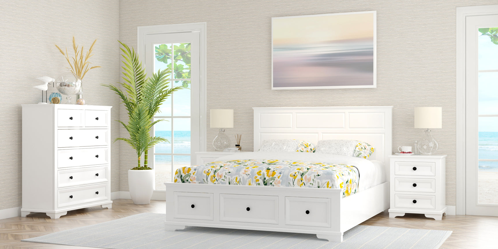 Vienna Timber Drawer Storage 4 Piece Bedroom Suite