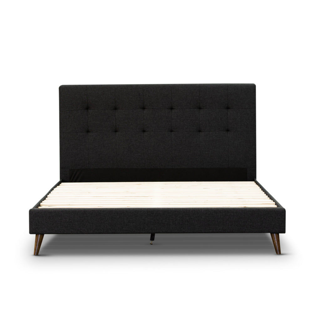 Yulara Fabric Upholstered Bed Frame - black