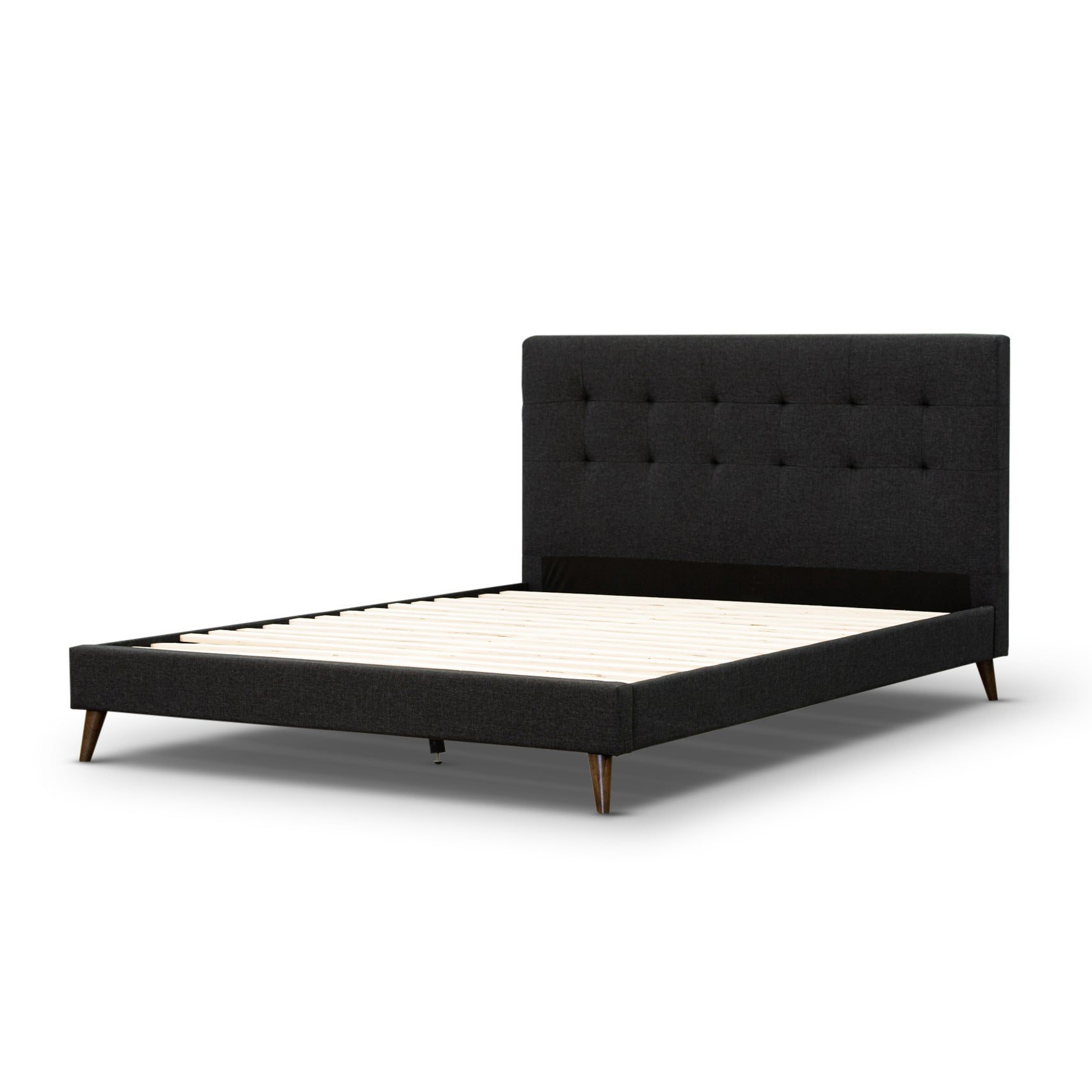 Yulara Fabric Upholstered Bed Frame - queen size bed - black