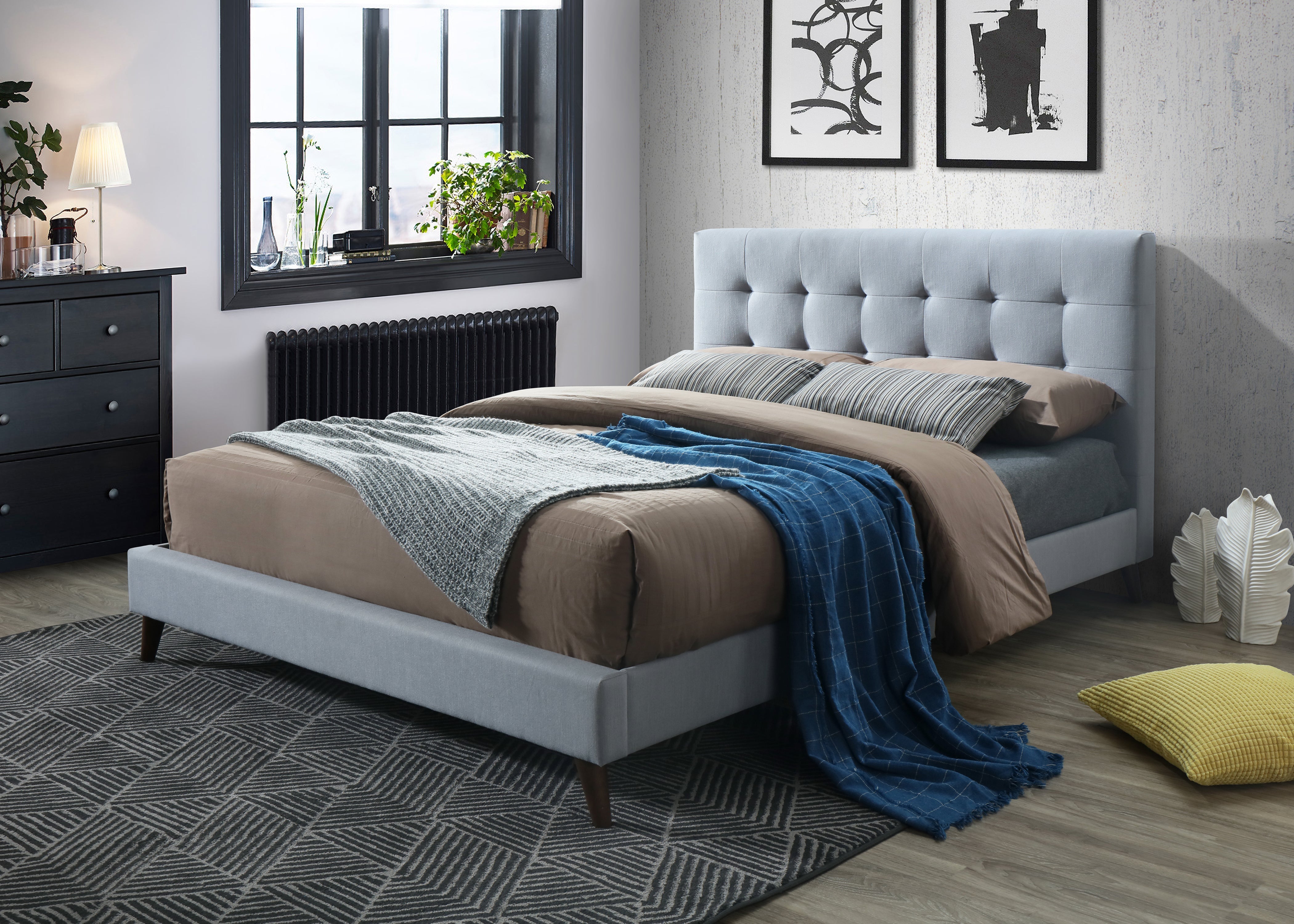 Yulara Fabric Upholstered Bed Frame - Queen size