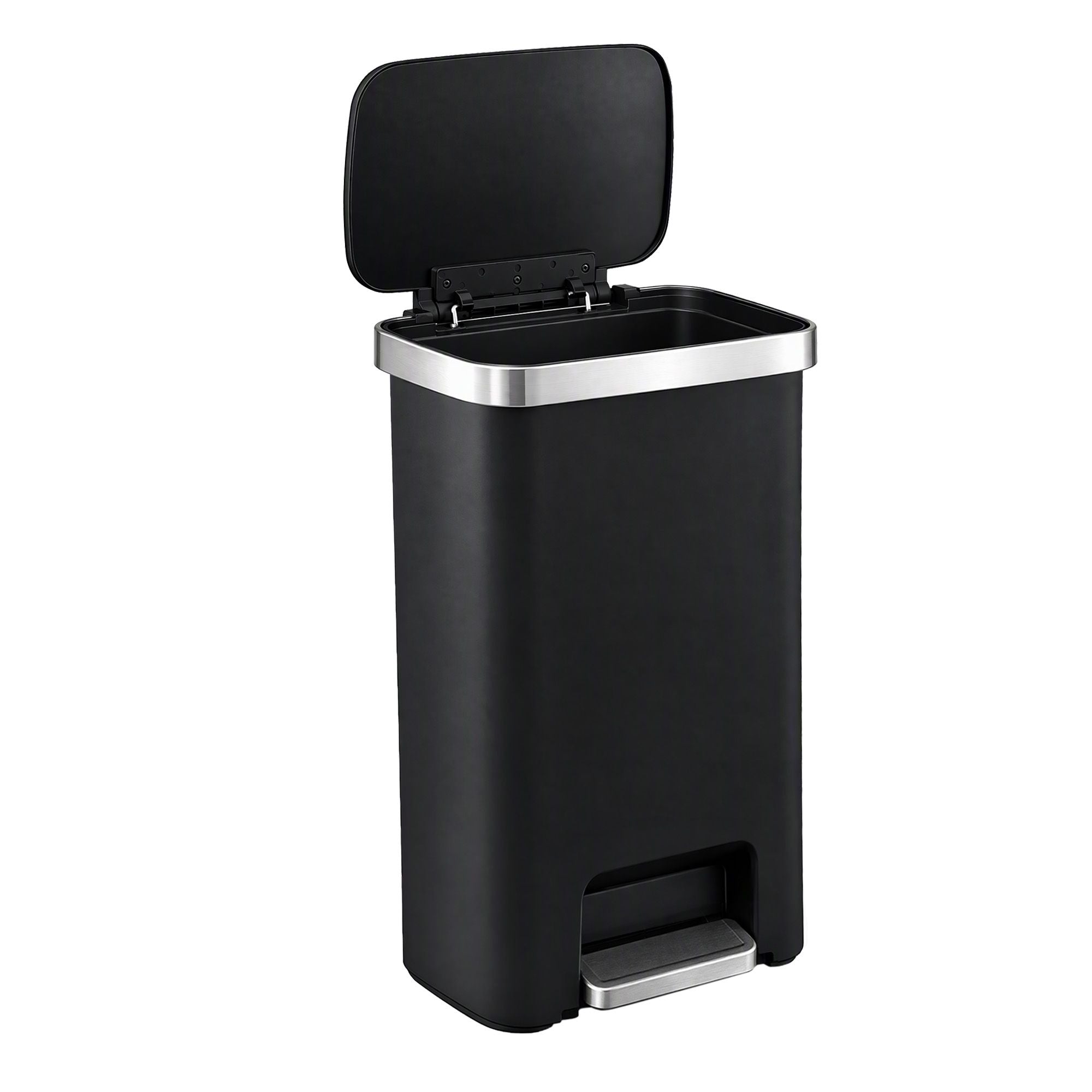 Artiss Rubbish Bin 51L Kitchen Pedal Soft Close Lid Liner Pocket Black Bedworld