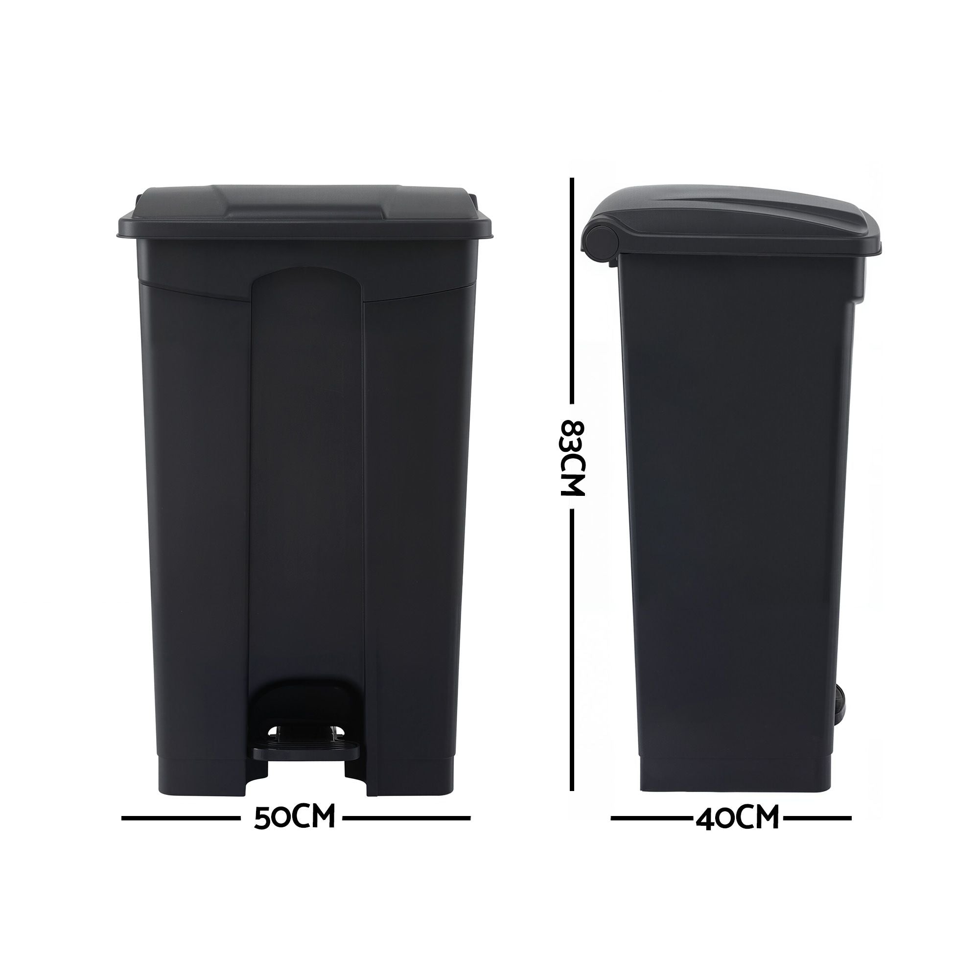 Artiss Rubbish Bin Garden 87L Large Pedal Plastic Indoor Outdoor Black Bedworld