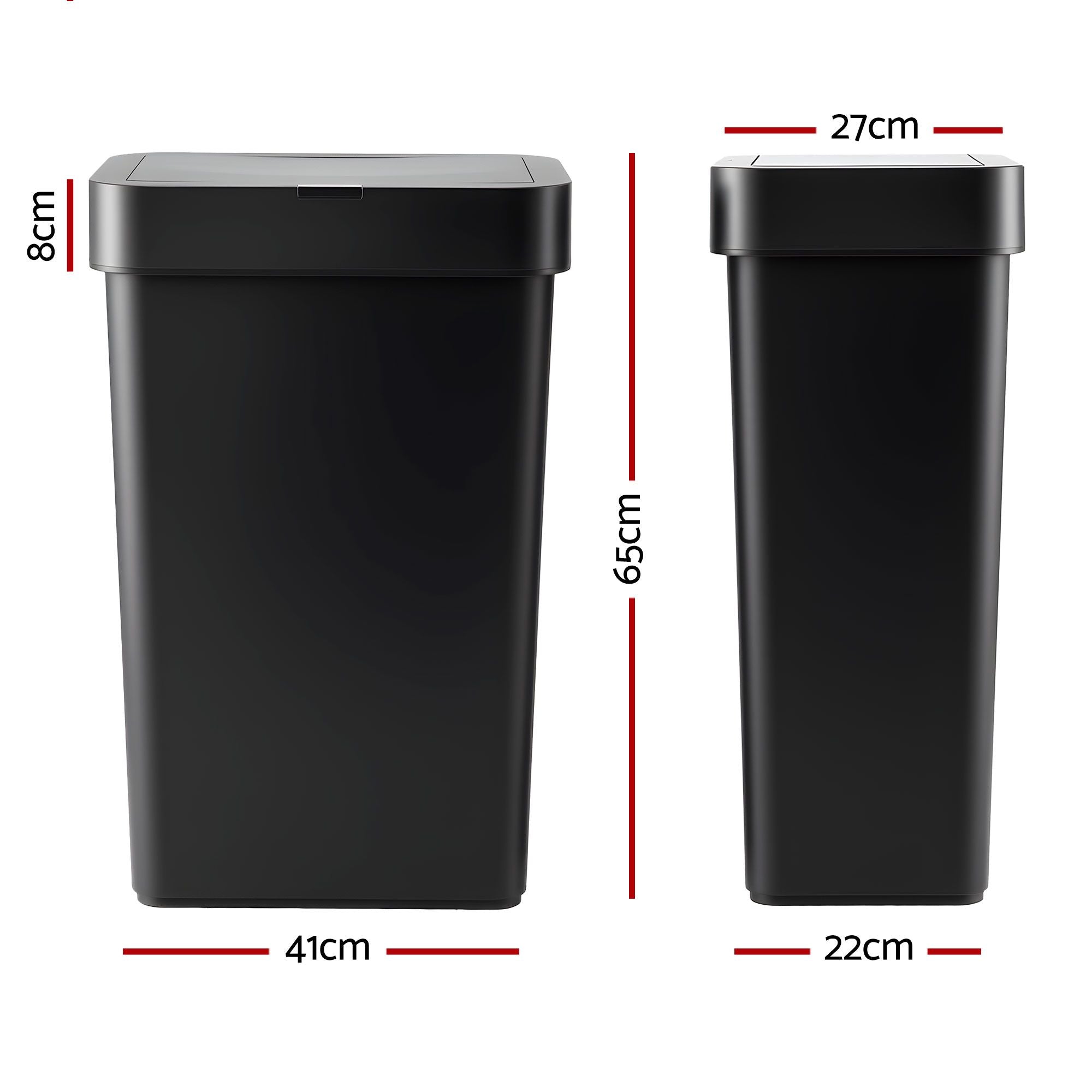 Artiss Rubbish Bin 50L Sensor Kitchen Automatic Motion Plastic Touchless Black Bedworld