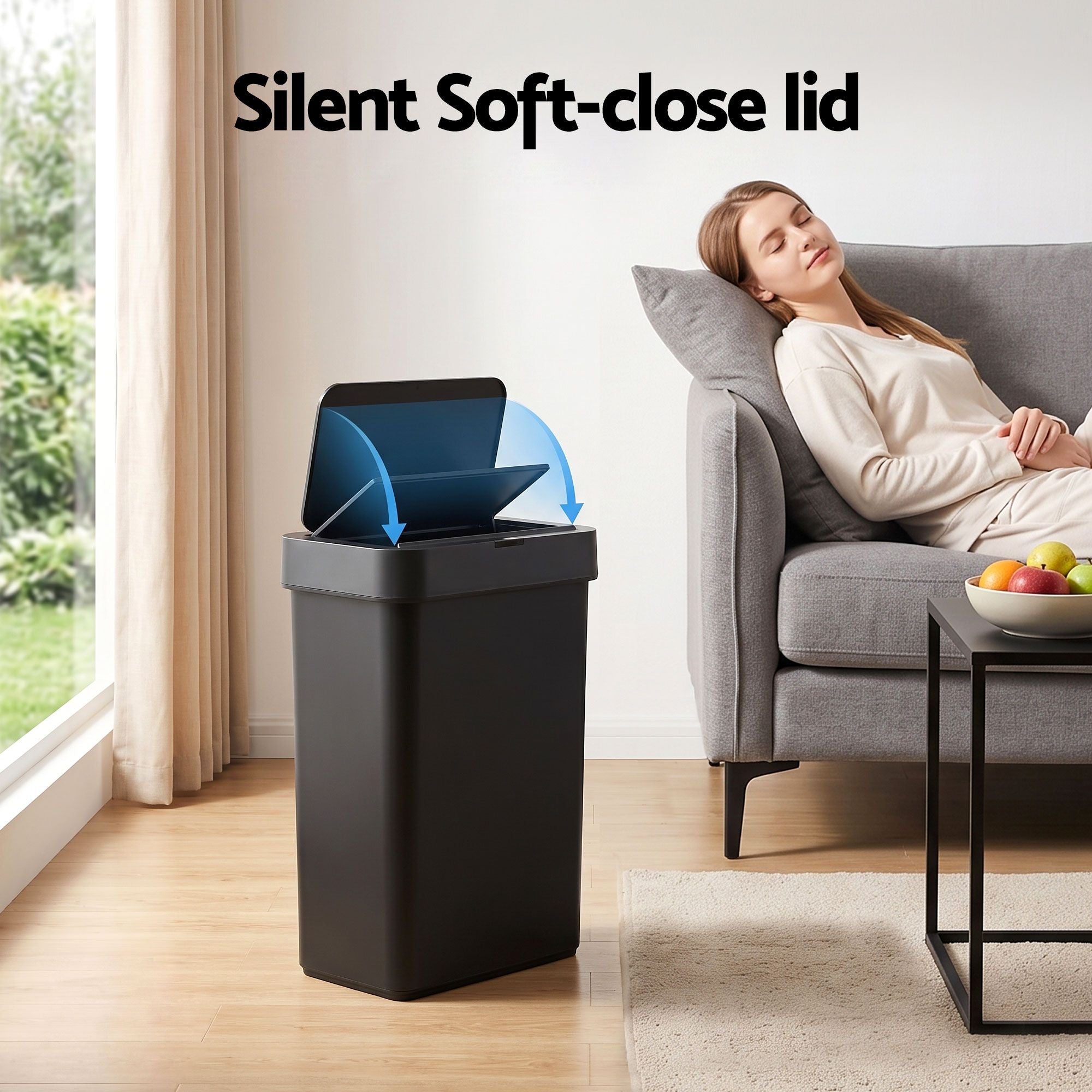 Artiss Rubbish Bin 50L Sensor Kitchen Automatic Motion Plastic Touchless Black Bedworld