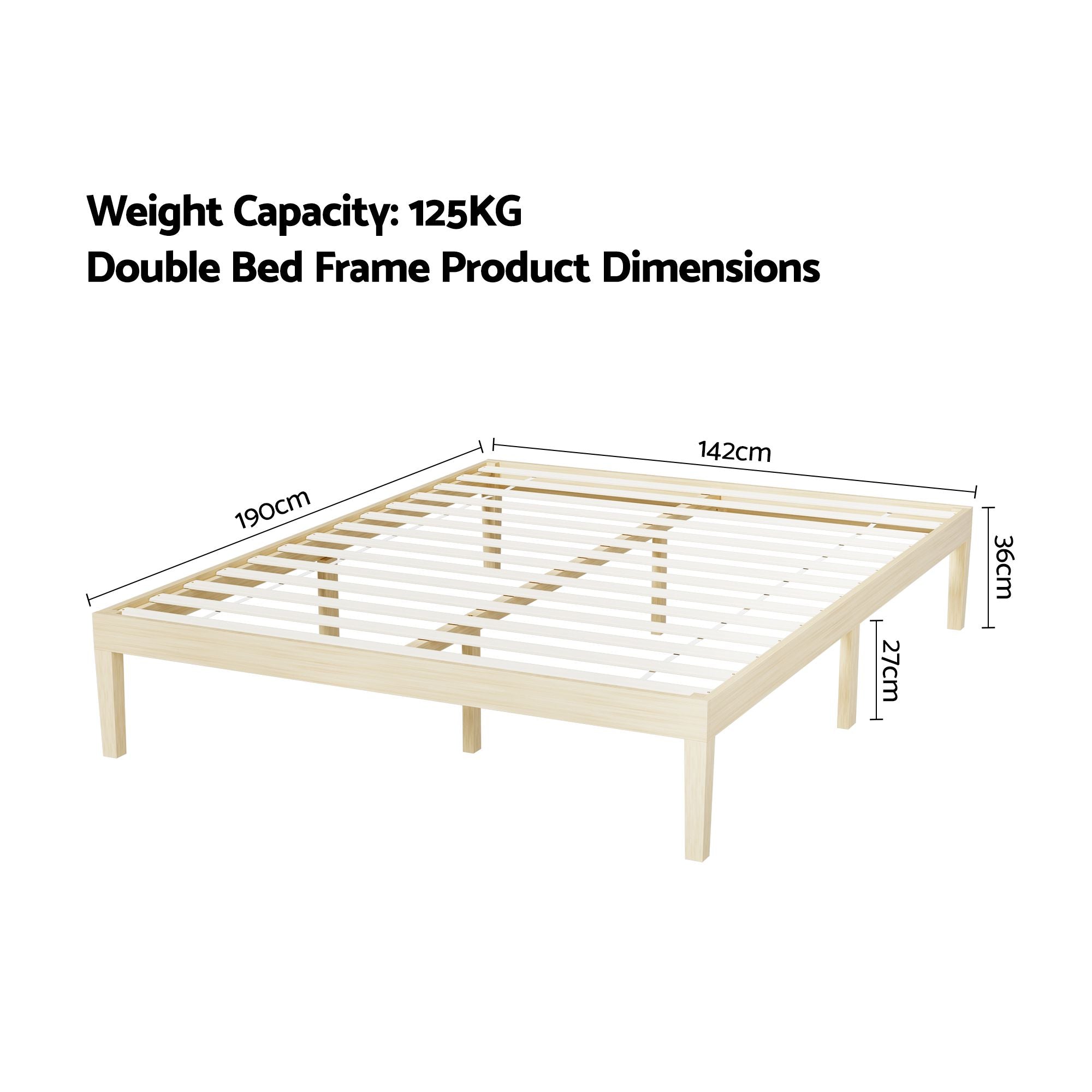 Artiss Bed Frame Double Size Wooden Base Mattress Platform Timber Pine BRUNO Bedworld