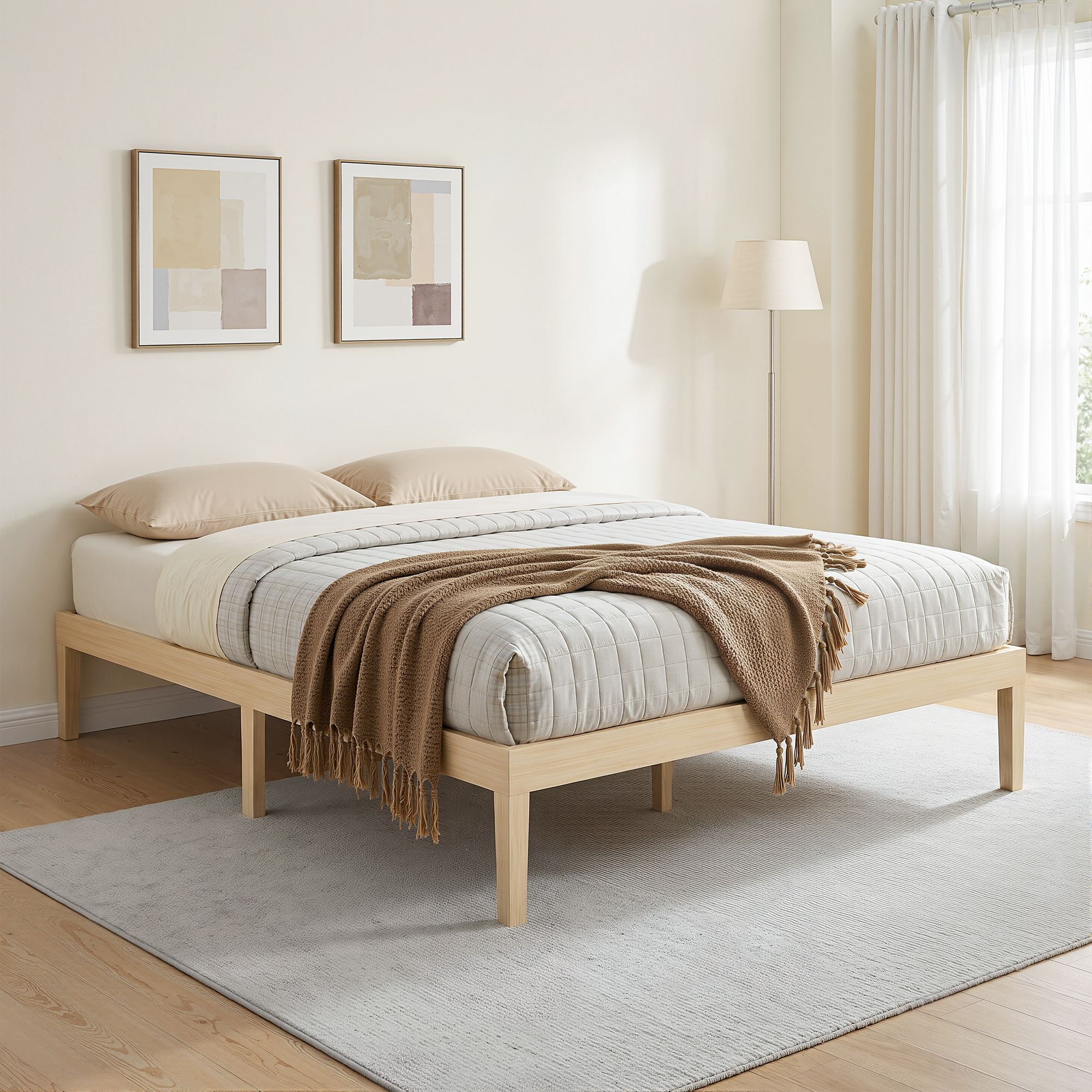 Artiss Bed Frame Double Size Wooden Base Mattress Platform Timber Pine BRUNO Bedworld