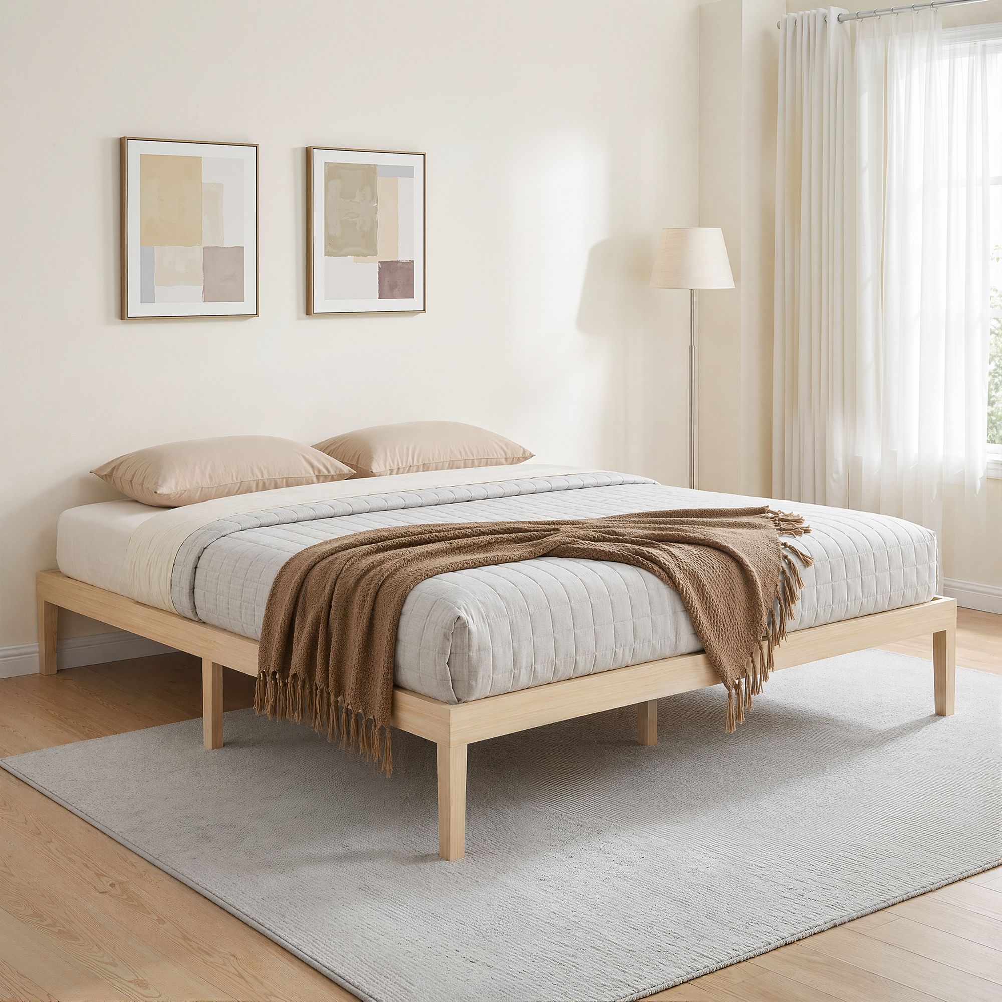Artiss Bed Frame King Size Wooden Base Mattress Platform Timber Pine BRUNO Bedworld