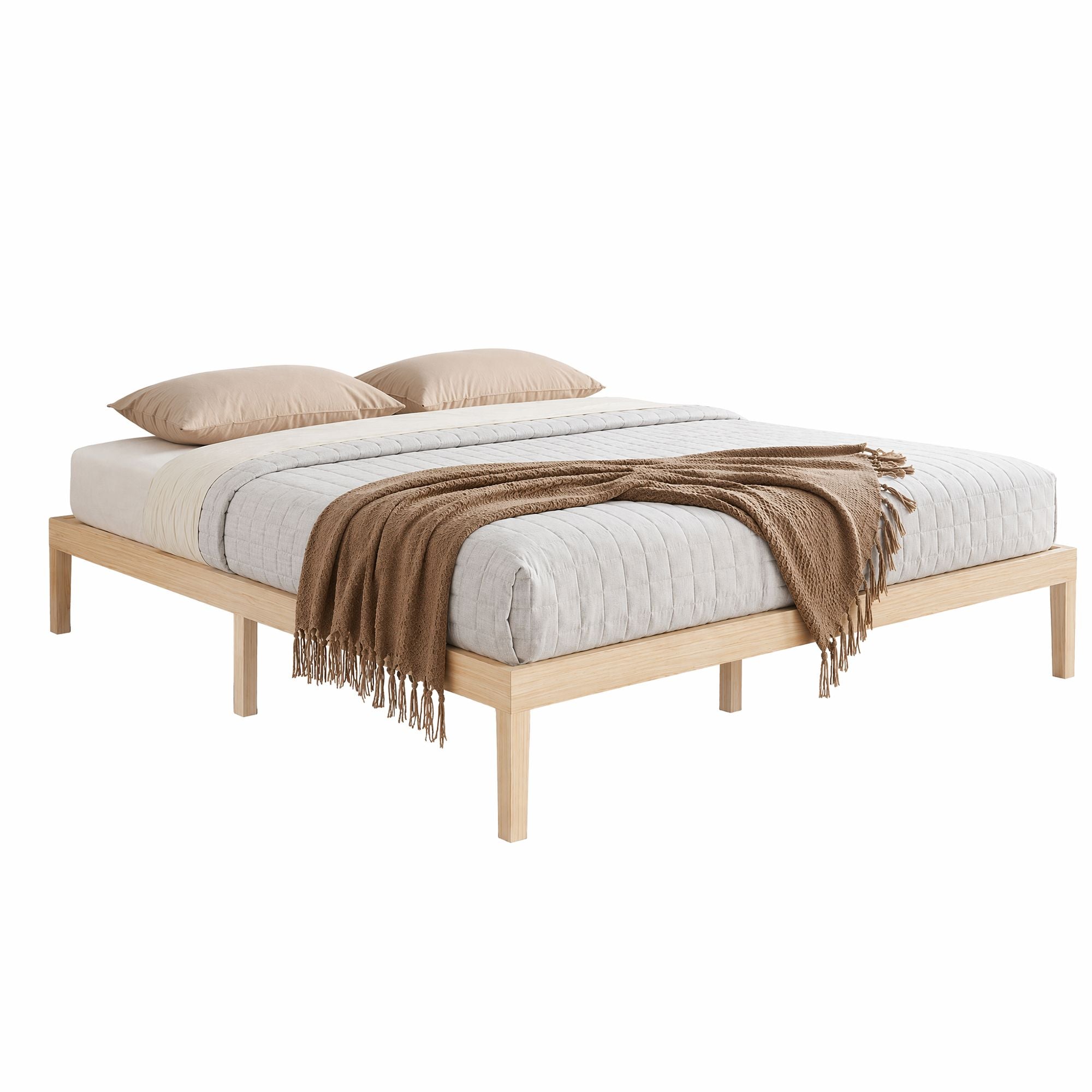 Artiss Bed Frame King Size Wooden Base Mattress Platform Timber Pine BRUNO Bedworld